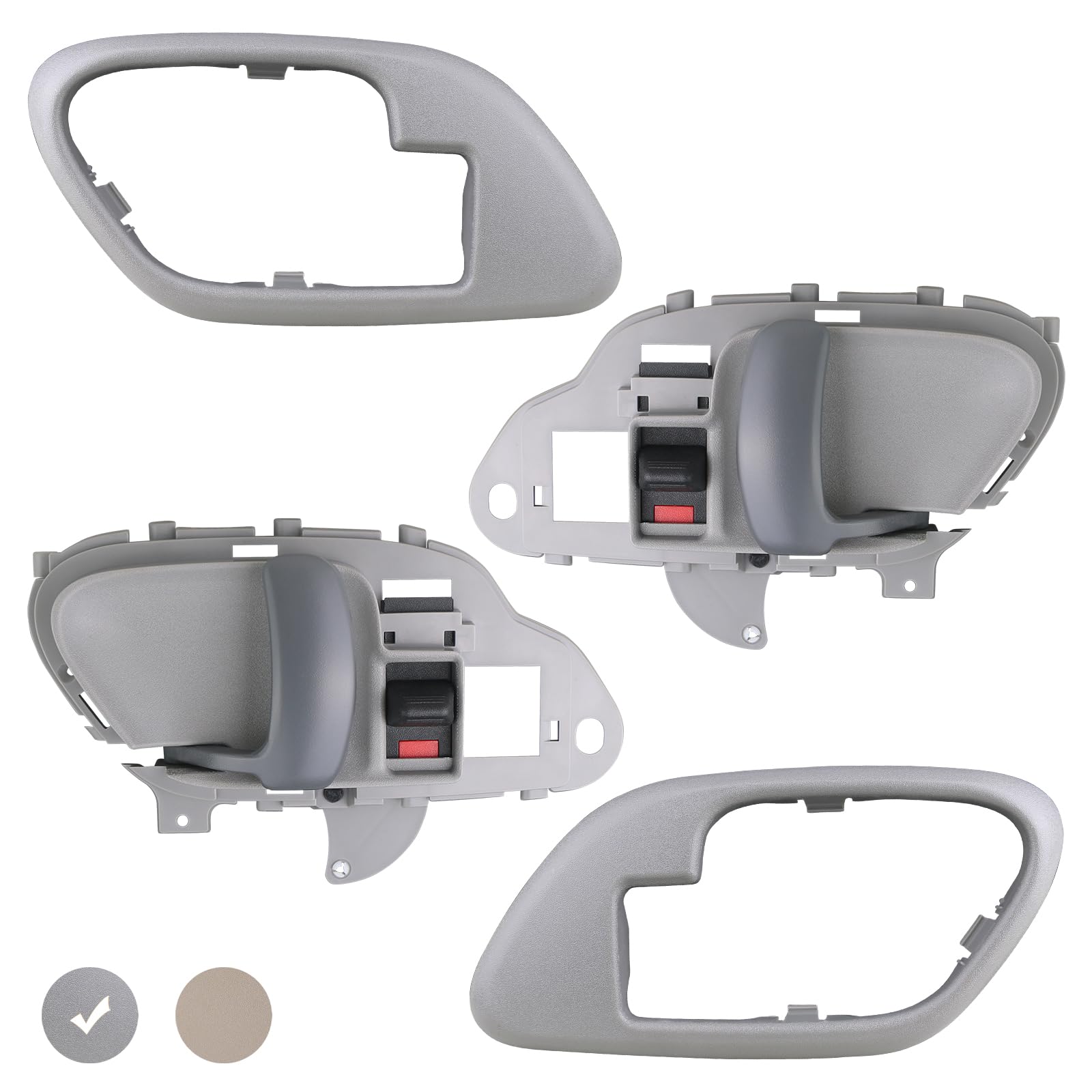 APPERFiT Interior Door Handle w/Bezel Kit (Gray) Compatible with 1995-2002 Chevy Chevrolet GMC Truck C1500 C2500 C3500 K1500 K25