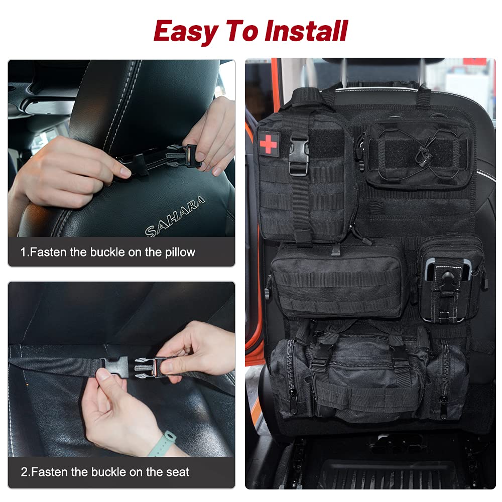 Universal Tactical Vehicle Back Seat Organizer With 5 Molle Pouch Molle Pouches Truck Seat Organizer Tactical Gear For Car Truck