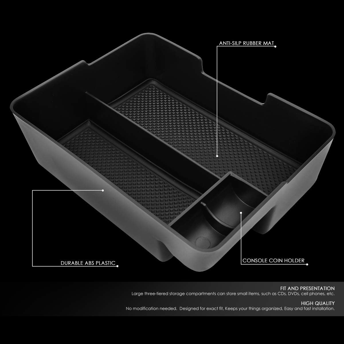 Dna Motoring Center Console Organizer Tray Compatible With 17-19 Tesla Model 3, Armrest Storage Box, Ztl-Y-0070