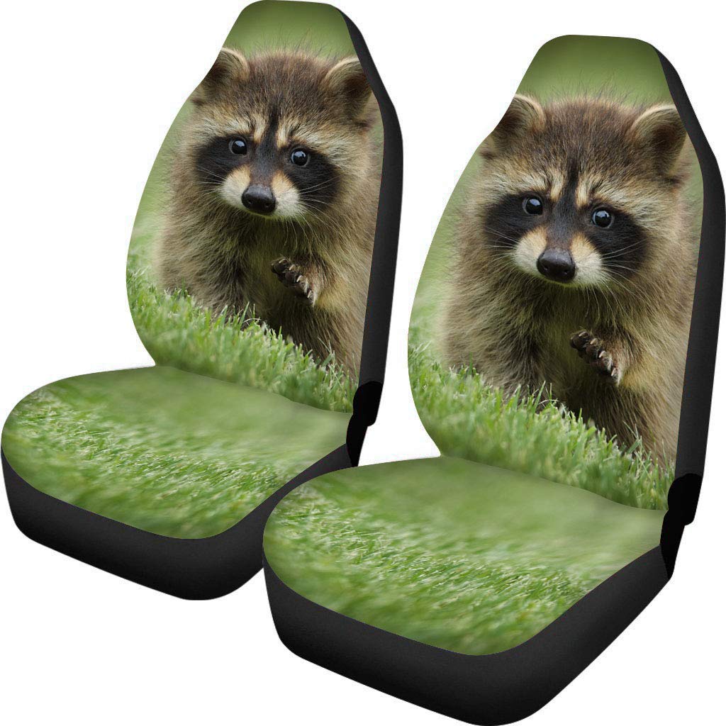Buybai Seat Covers For Cars Universal Fit Custom Racoon 3D Print Front Car Seat Covers Set Of 2,Vehicle Seat Protector Car Mat C