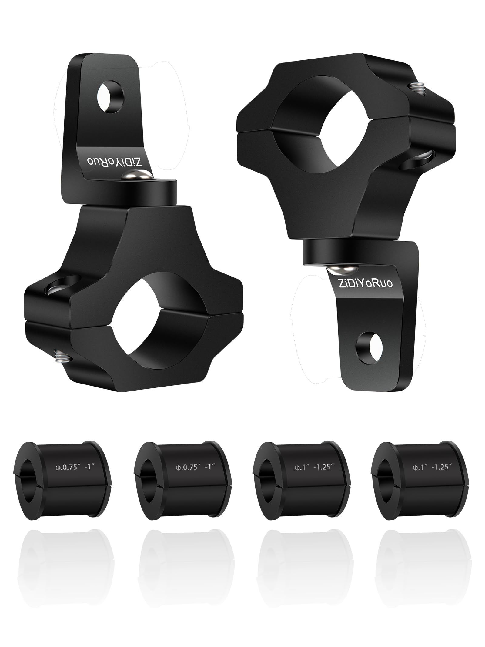 Zidiyoruo Light Bar Mount For Atv- 360 Solid Aluminum Alloy Bracket For Fog Led And Driving Lights. Fits 0.75''-1.5'' Bars, Set