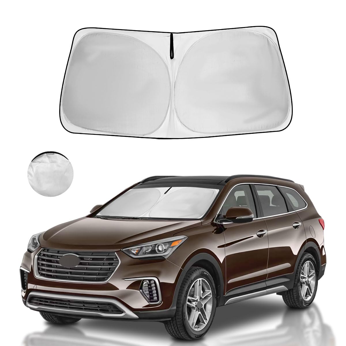 Hohuigo Windshield Sun Shade For 2013-2018 Hyundai Santa Fe Custom Fit Window Sunshade Front Window Shade Sun Visor Accessories