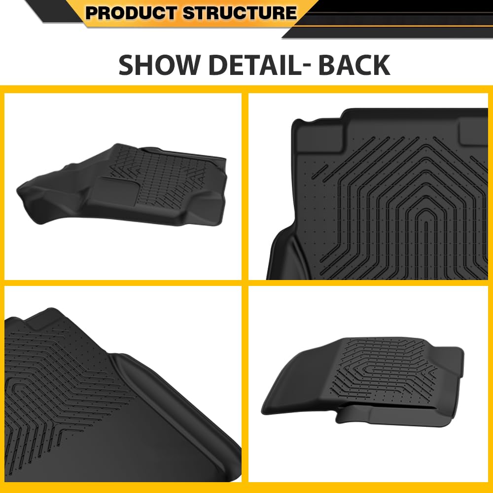 G-PLUS 3PCS Floor Mats,Compatible with Ford F150 Super Crew 2015-2025(Fit 22-24 Lightning Models),All Weather Full Cover Protect