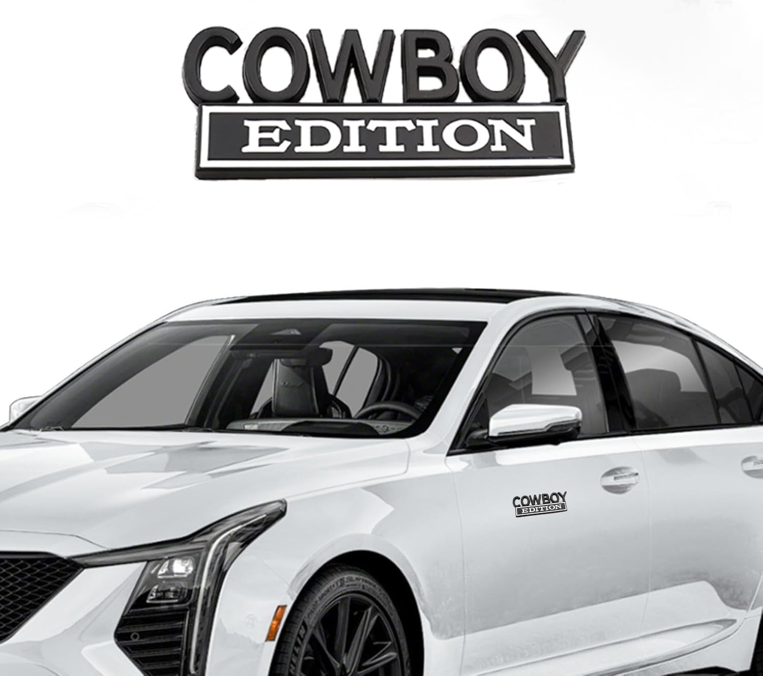 Carrun 2 Pcs Cowboy Edition Emblem Car Side Rear Front Trunk Door Fender Bumper Metal Badge 3D Sticker Fit For F-150 F250 F350 S