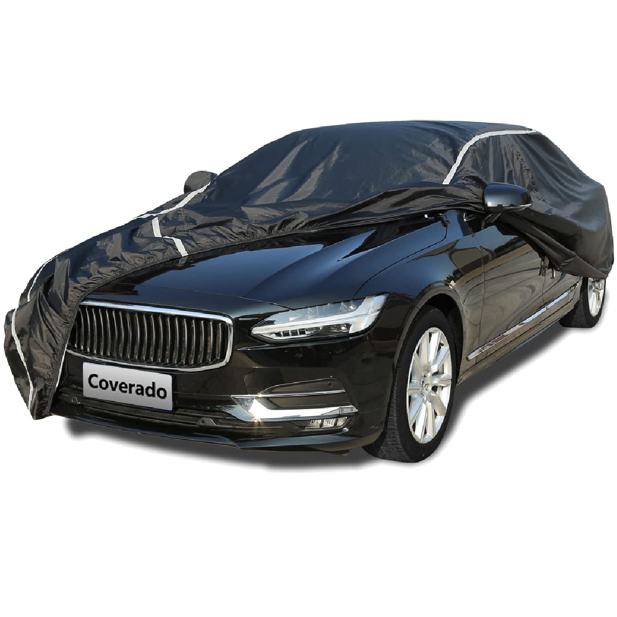 Car Cover Waterproof All Weather, Coverado Soft Cotton Backing Full Exterior Covers With Zipper Door Snow Wind Sun Uv Hail Prote
