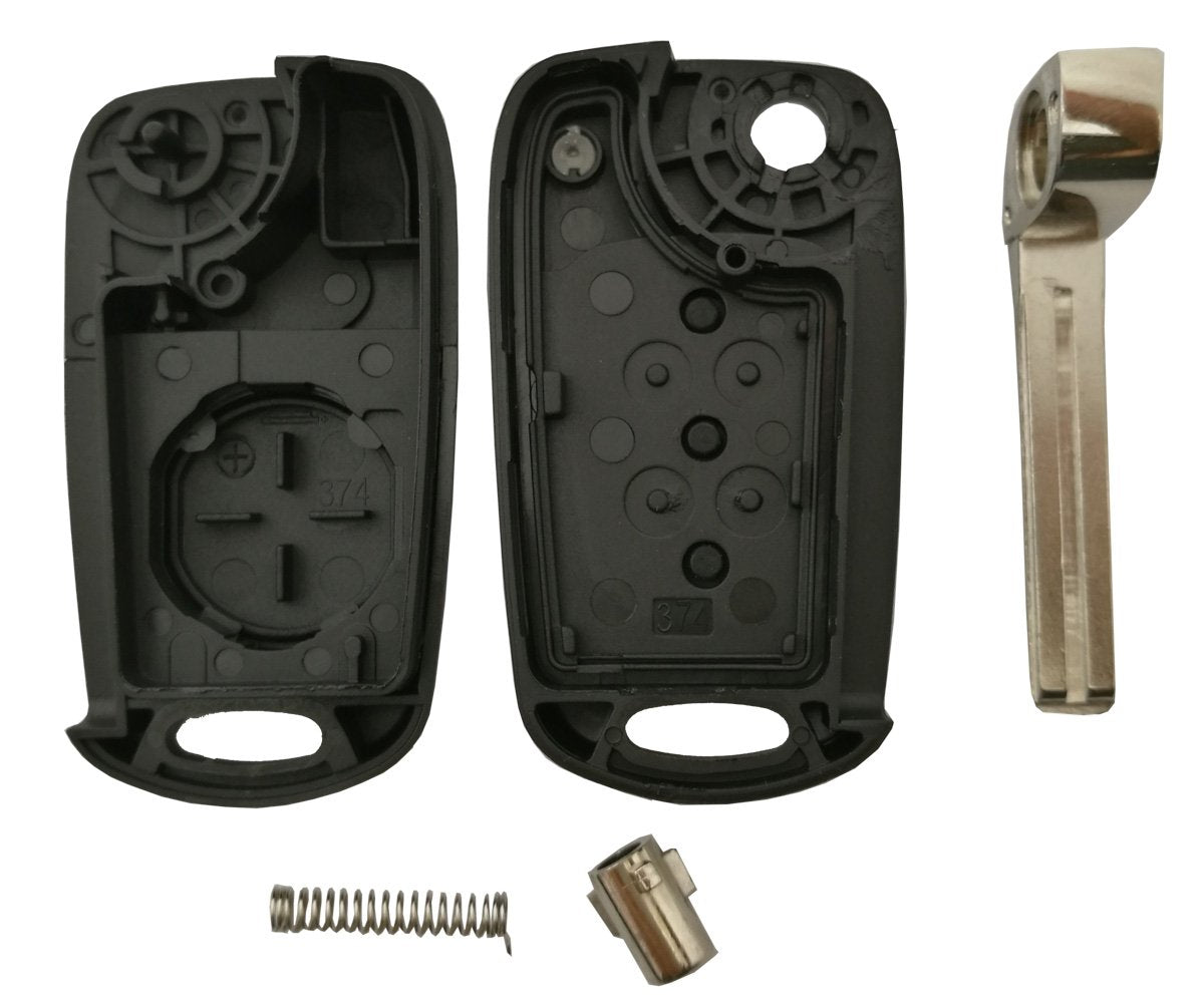 2Pcs Car Key Fob Case Shell for Kia Soul Rio Keyless Entry Flip Folding 3 Buttons Replacement Outer Cover with Uncut Blade Blank