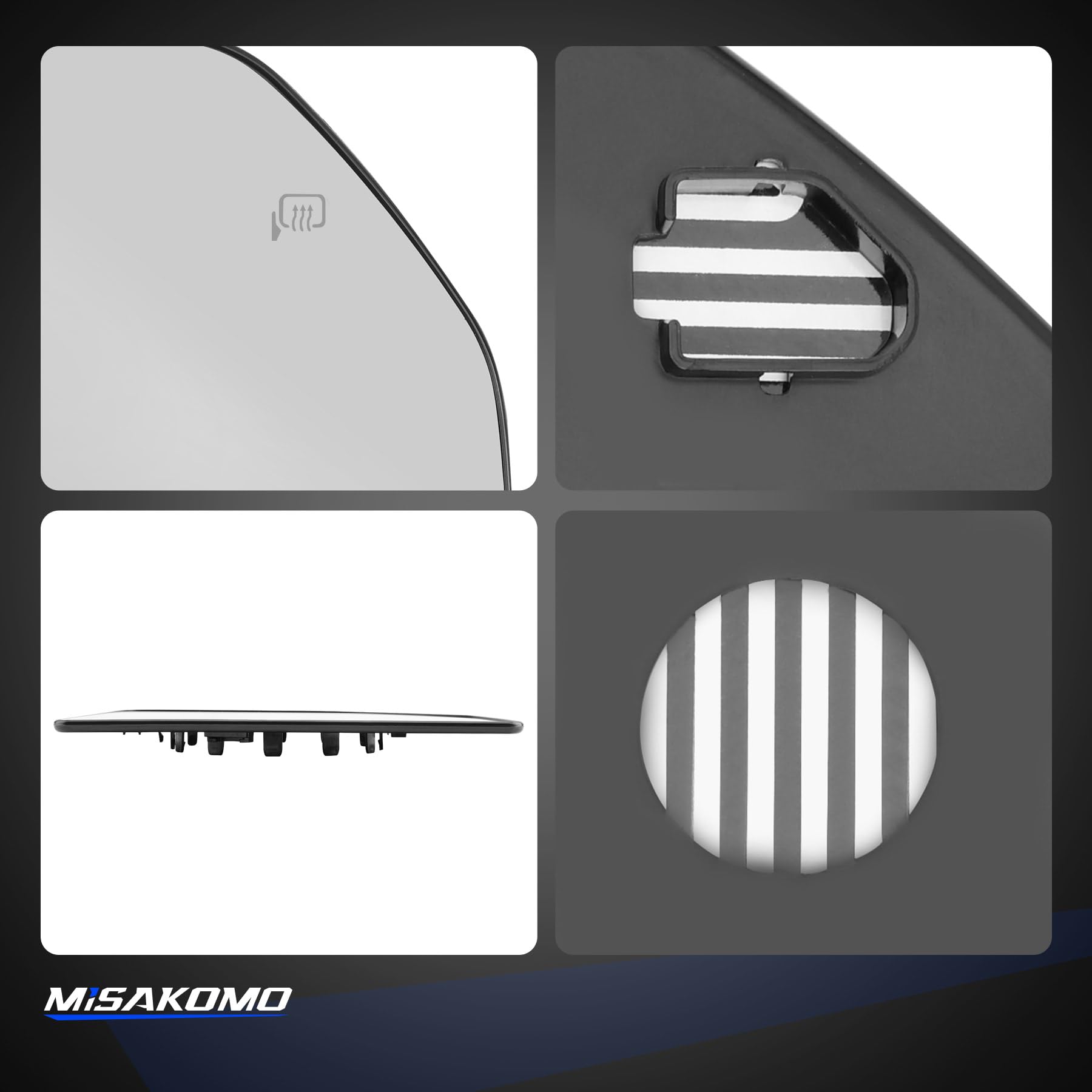 Power Heated Upper Mirror Glass, Compatible with 2015-2022 Ford F150 Truck F250 F350 F450 F550 Super Duty, Replace FL3Z17K707G R