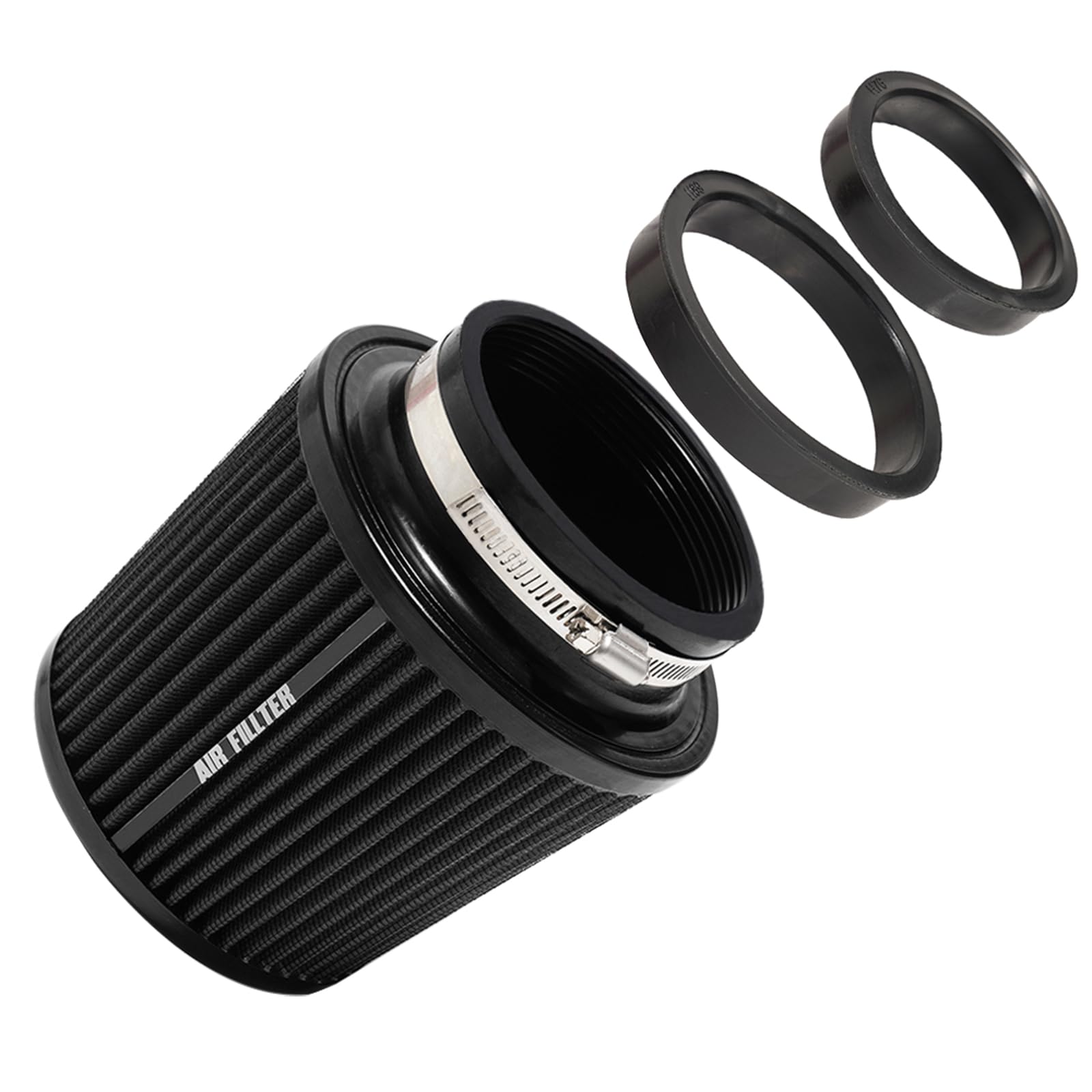 3 3.5 4 Inlet Car Replacement Cold Air Intake Filter 76mm 89mm 102mm 3 Sizes in 1 High Flow Performance Cone Air Filter (Black)