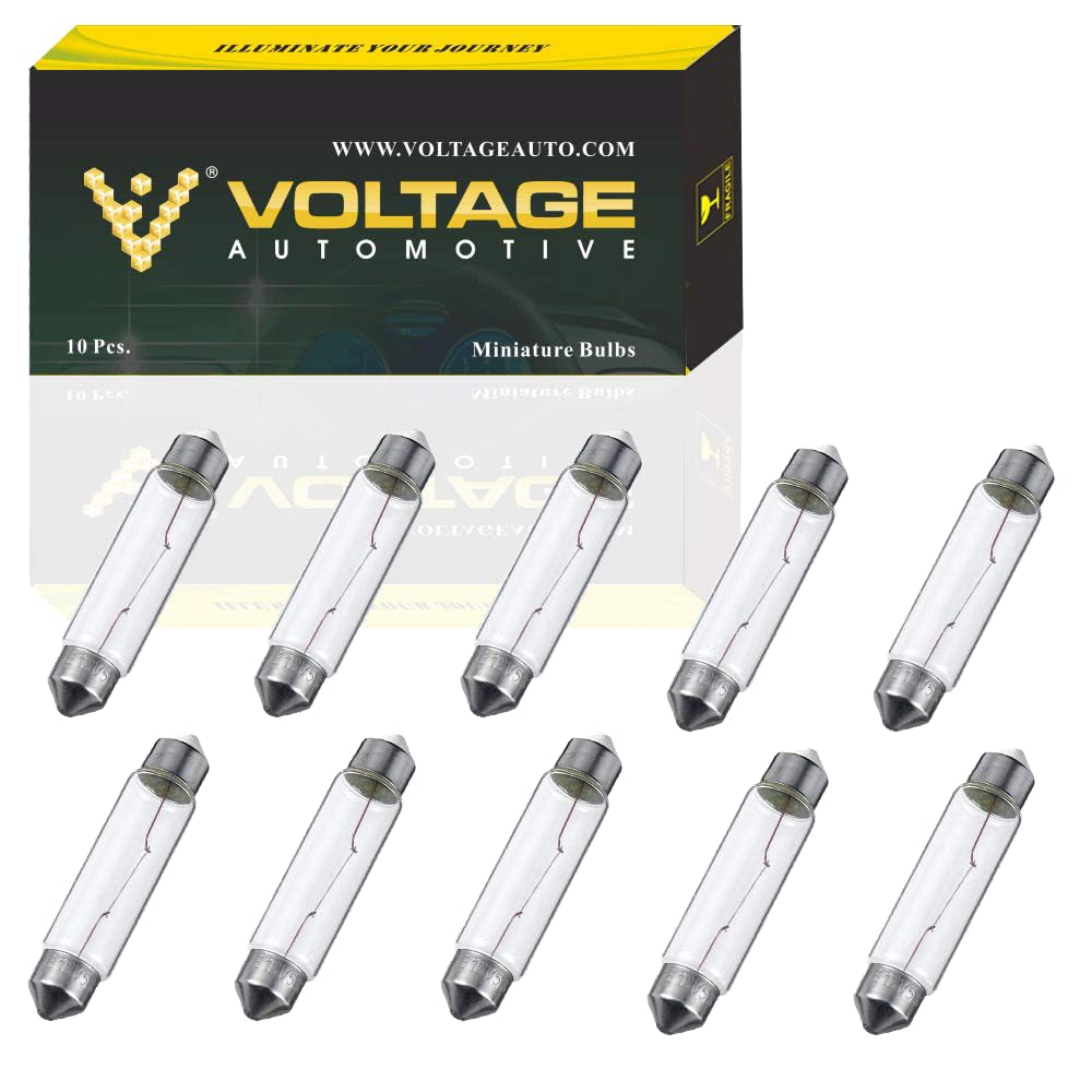Voltage Automotive (10 Pack) 6418 Festoon Bulb T11 35Mm For License Plate Light Automotive Interior Dashboard Dome Trunk Light S