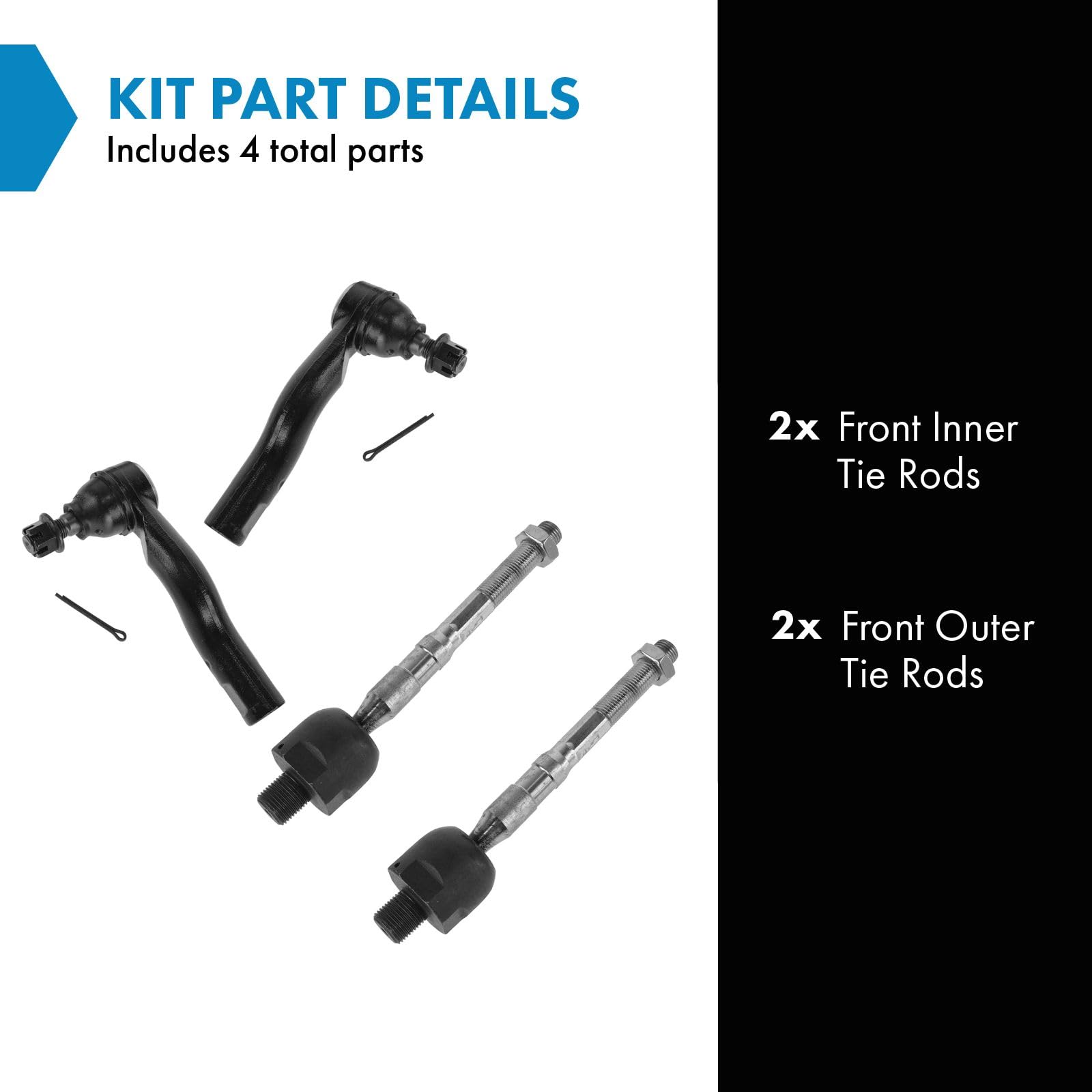 Trq Front Tie Rod Set Compatible With 2003-2008 Mazda 6