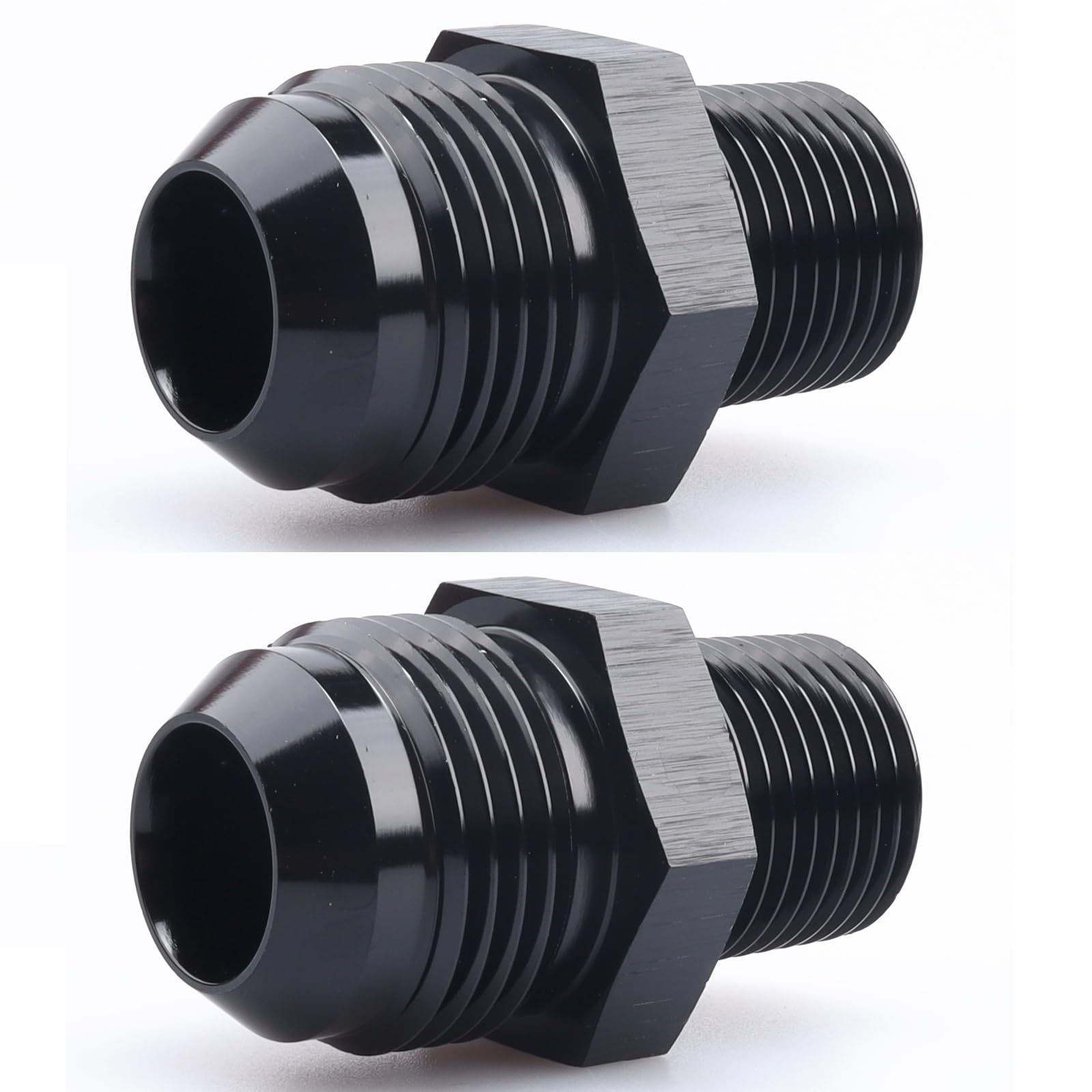 Ac Performance Male 1/2'' Npt To -12 An Flare Adapter Straight Aluminum Black, Pack Of 2