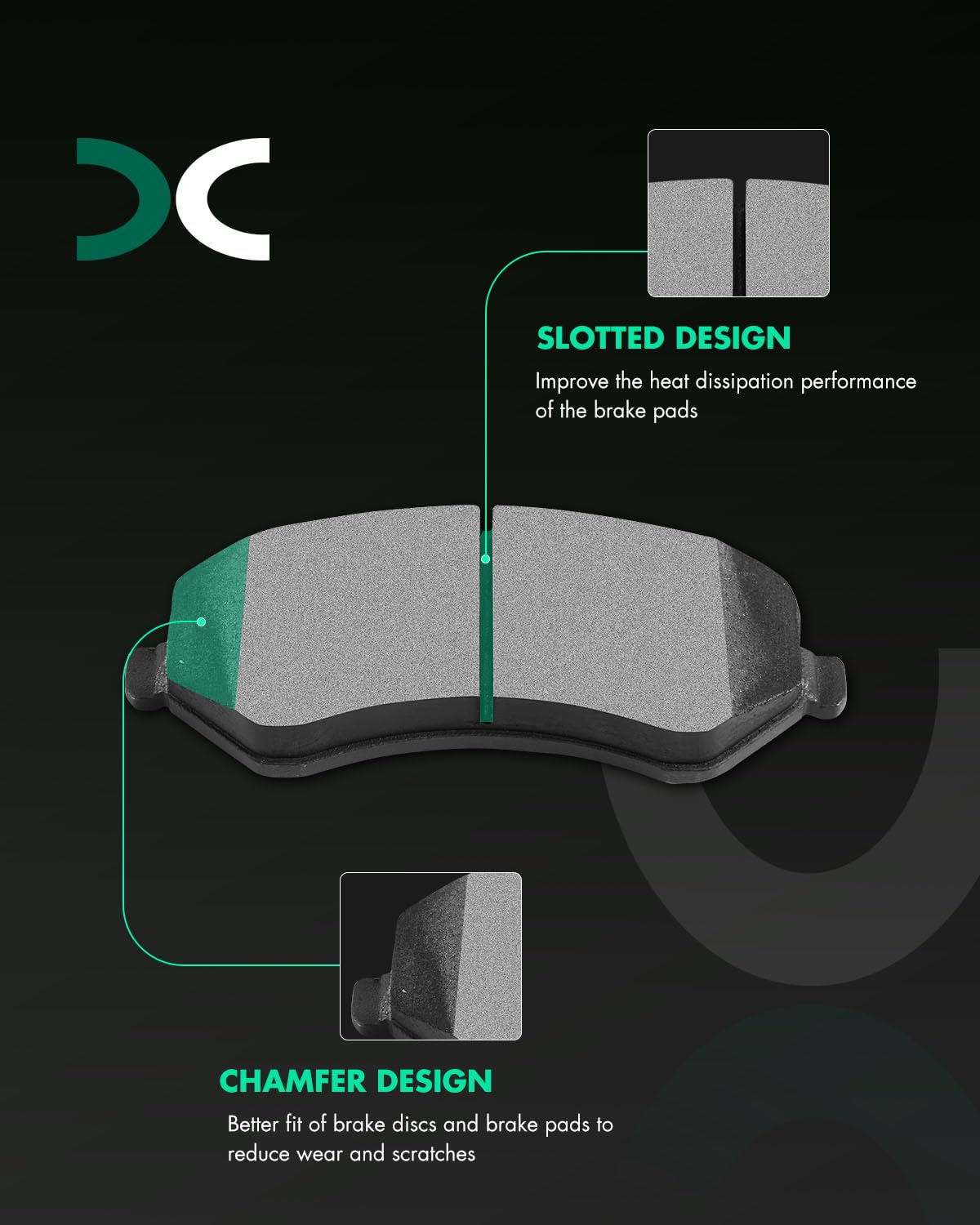Scitoo D856A Front Semi-Metal Brake Pads Sets Fit For Chrysler Town & Country 01-06,For Chrysler Voyager 01-03,For Dodge Caravan