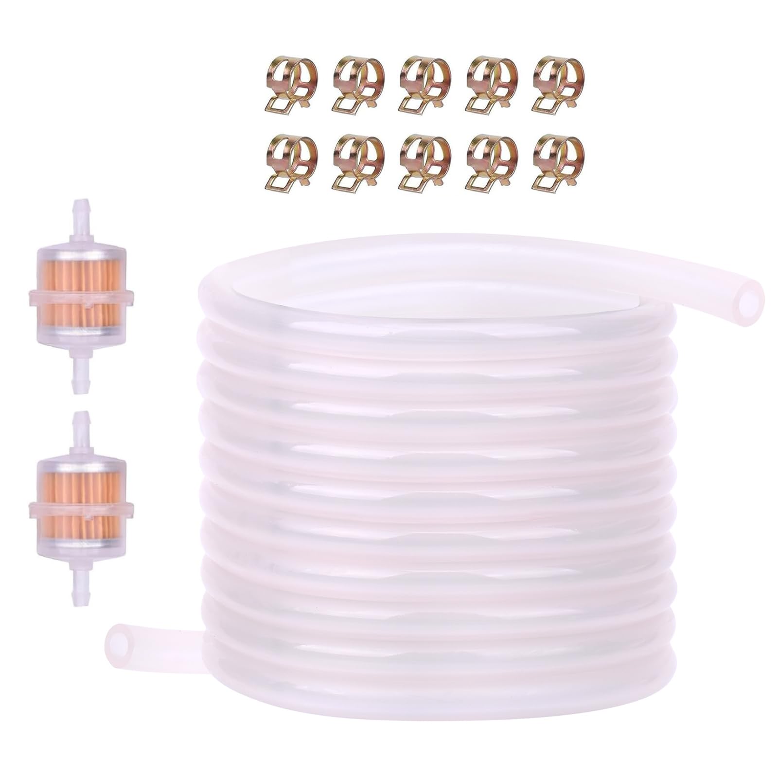 3/16 Inch ID Fuel Line Hose With 2Pcs Fuel Filters +10 Clamps for Kawasaki Lawn Mower Small Engines Generator Mini Bike dirtbike