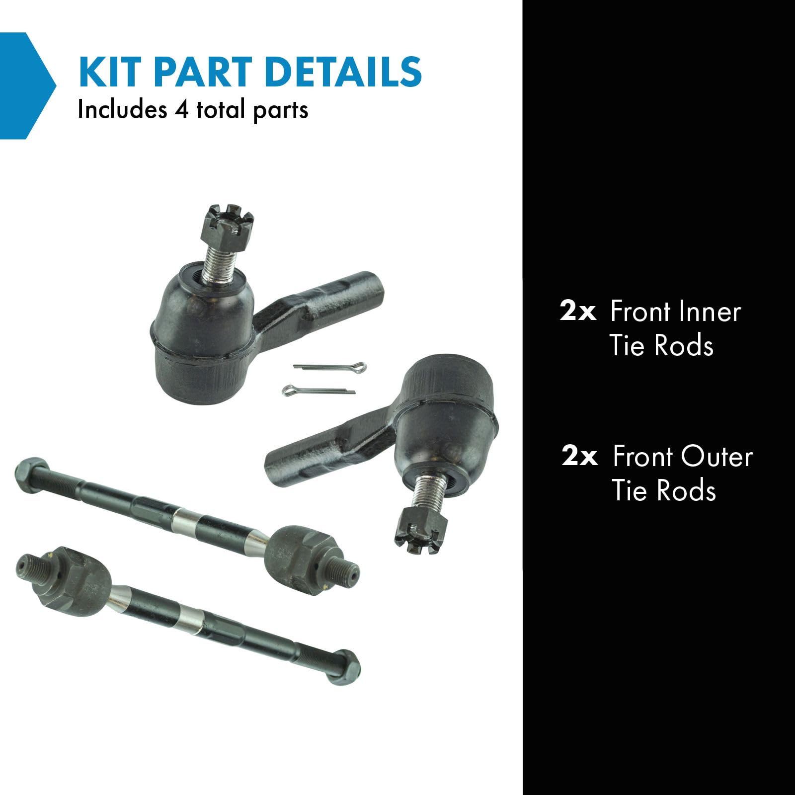 Trq Front Tie Rod Set Compatible With 2006-2012 Chevrolet Colorado Gmc Canyon 2007-2008 Isuzu I-290
