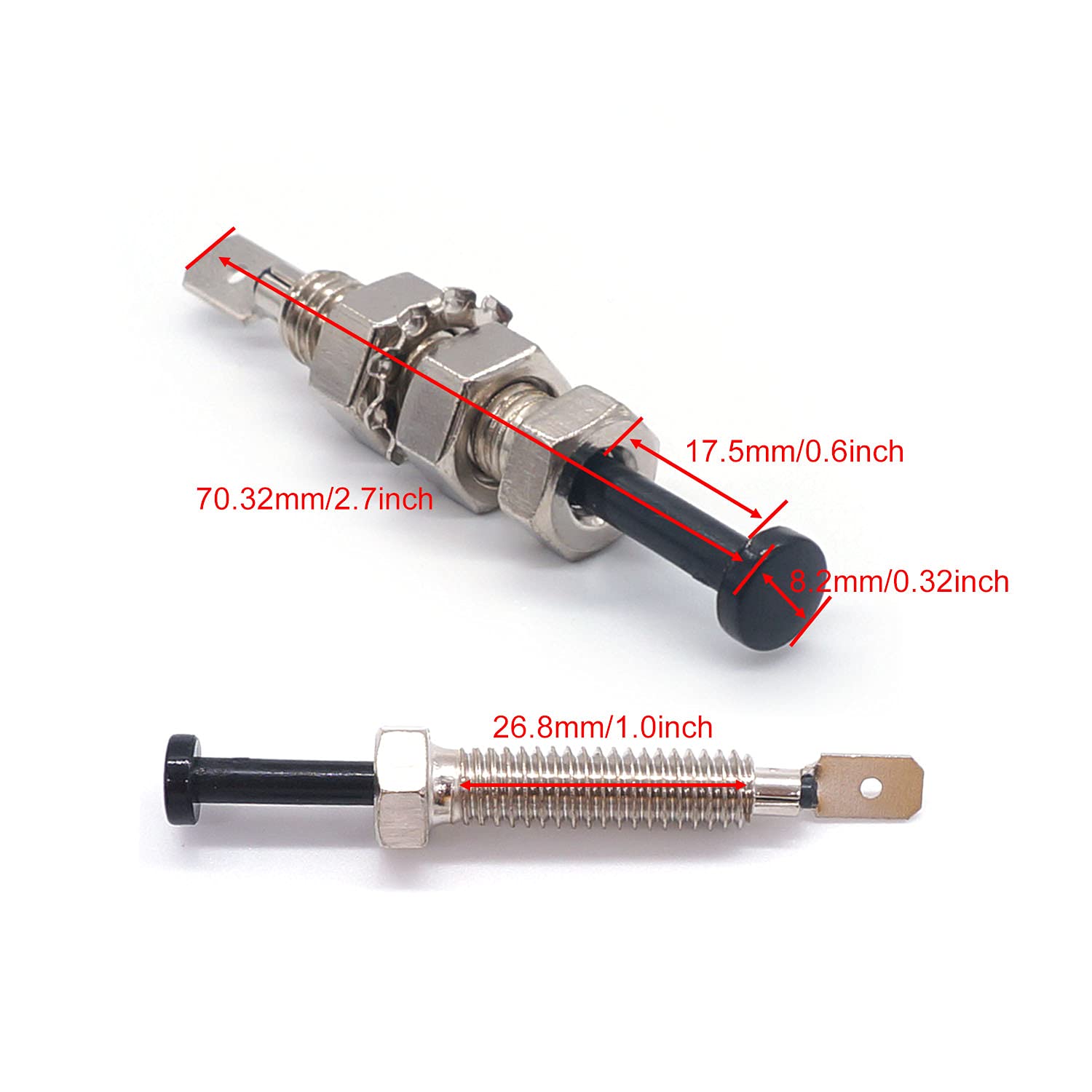 Weideer 4Pcs 12V Door Pin Switch Momentary Universal Adjustable Car Bonnet Alarm Light Hood Switch K-025-I