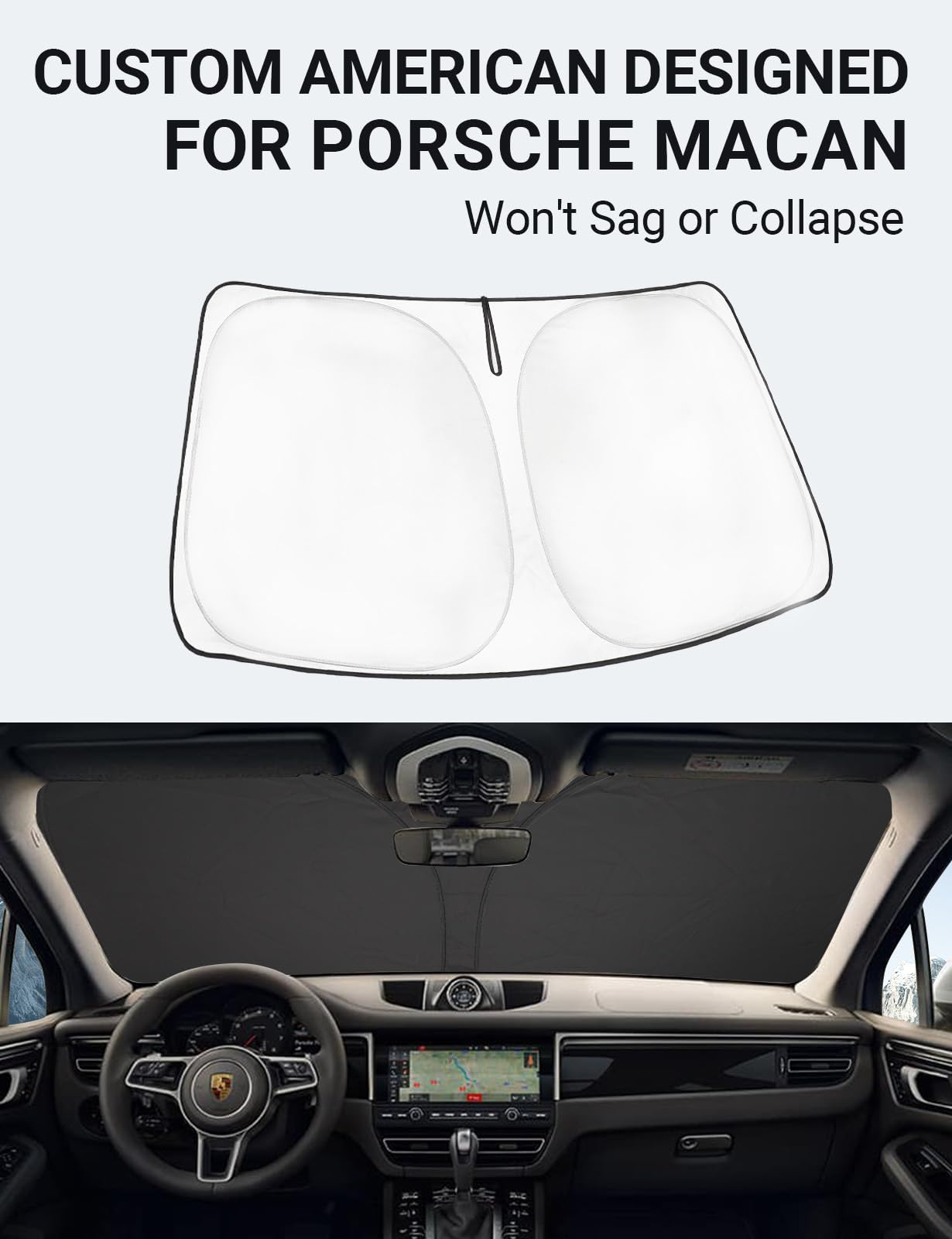 Proadsy 2025 Upgrade Front Windshield Sun Shade Foldable Sunshade Protector Custom Fit For 2014-2024 2025 Porsche Macan Suv Acce