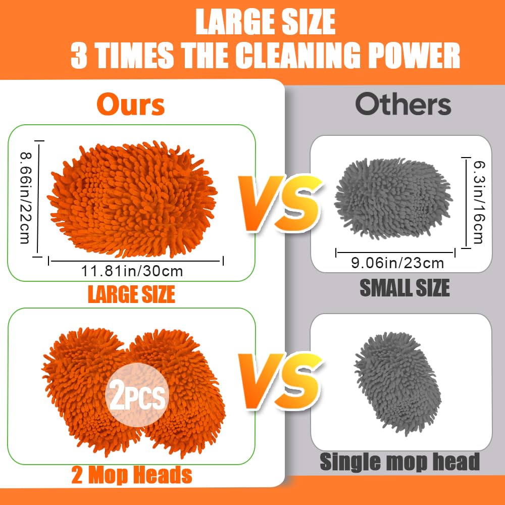 Greatcool 62'' Car Wash Brush Mop Kit With Long Handle, 2 In 1 Chenille Microfiber Sponge Mitt Cleaning Detailing Duster For Was
