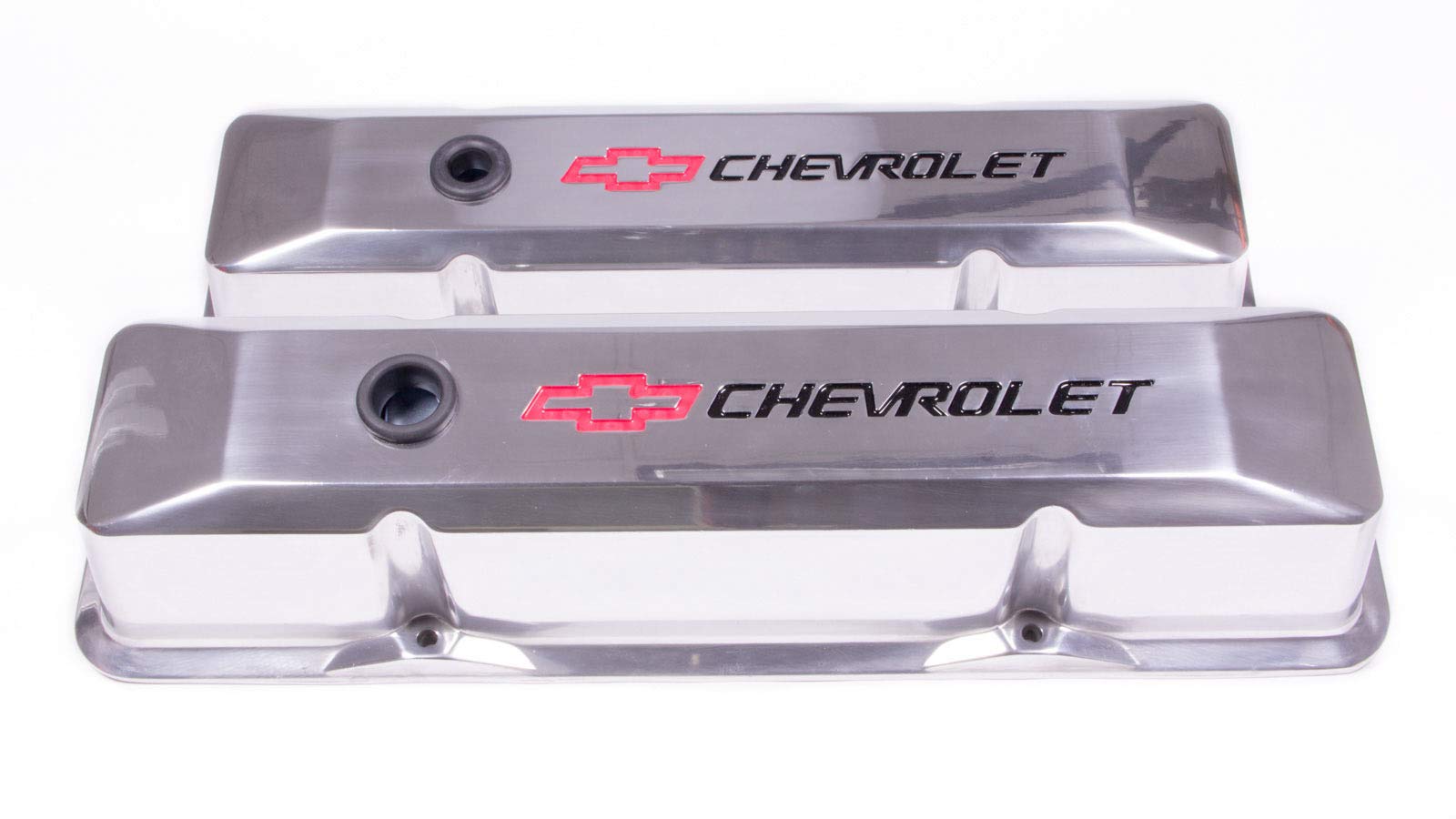 ProForm Valve Cover, Die-Cast, Tall, Baffled, Breather Hole, Recessed Chevrolet Bowtie Logo, Aluminum, Polished, Small Block Che