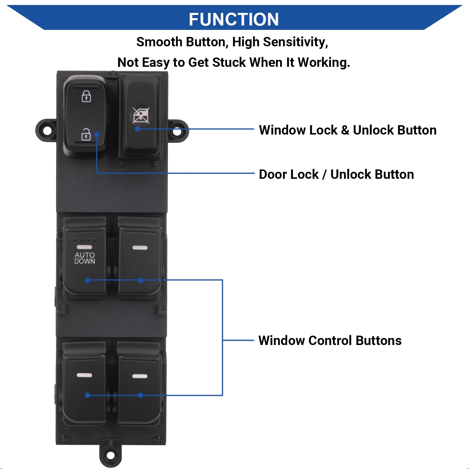 Obaee Mian Window Switch Power Control Button Front Left Driver Side Compatible with 2011 2012 2013 Kia Optima, Replacement OEM