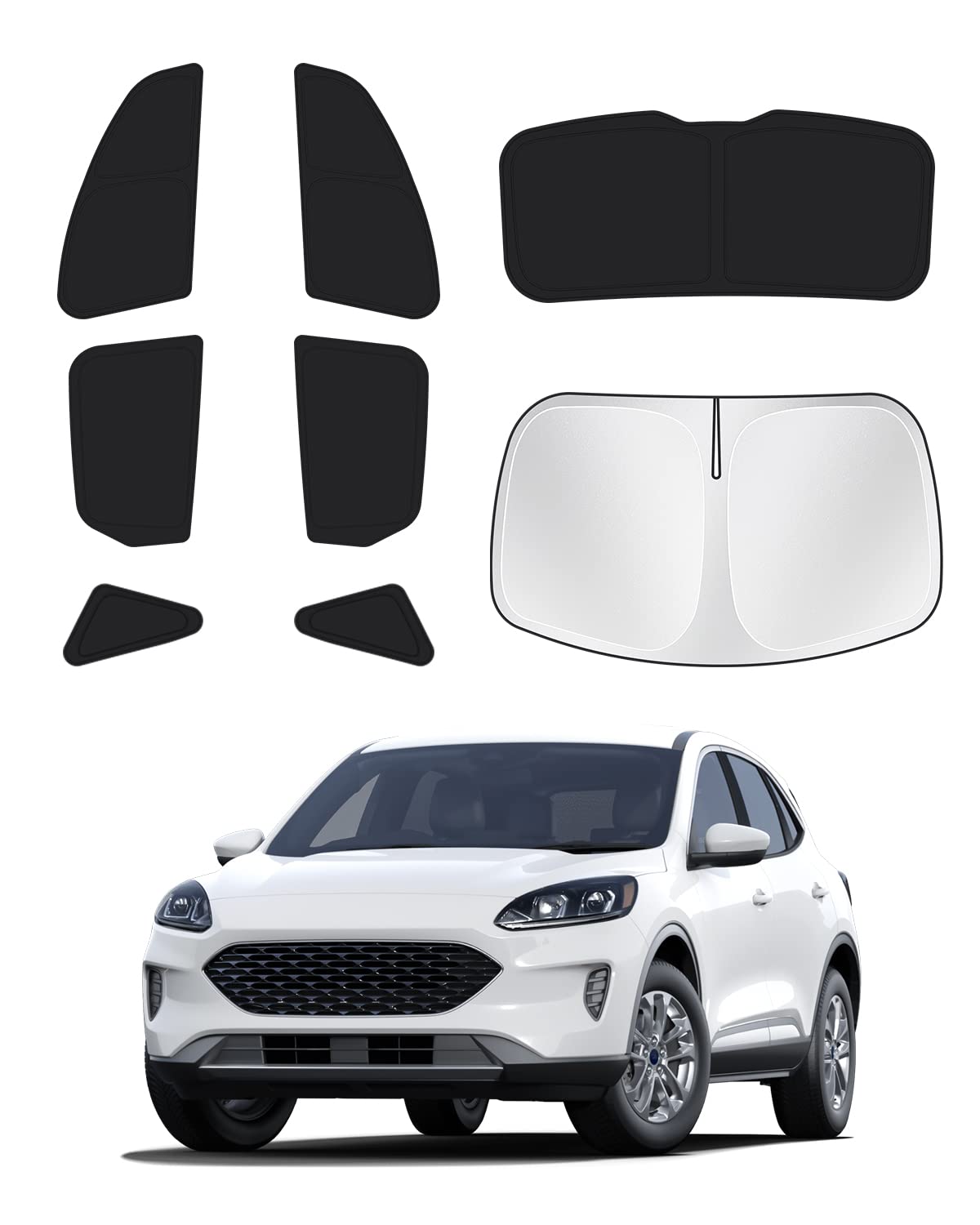 Canvcle Sunshades For 2020-2024 2025 Ford Escape Windshield Sun Shade Side Rear Window Shade Cover Kit Sun Visor Shield Privacy