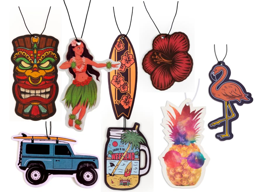 Fresh Fresheners Cute Funny Car Air Fresheners 4-Pack (Tropical 8-Pack)