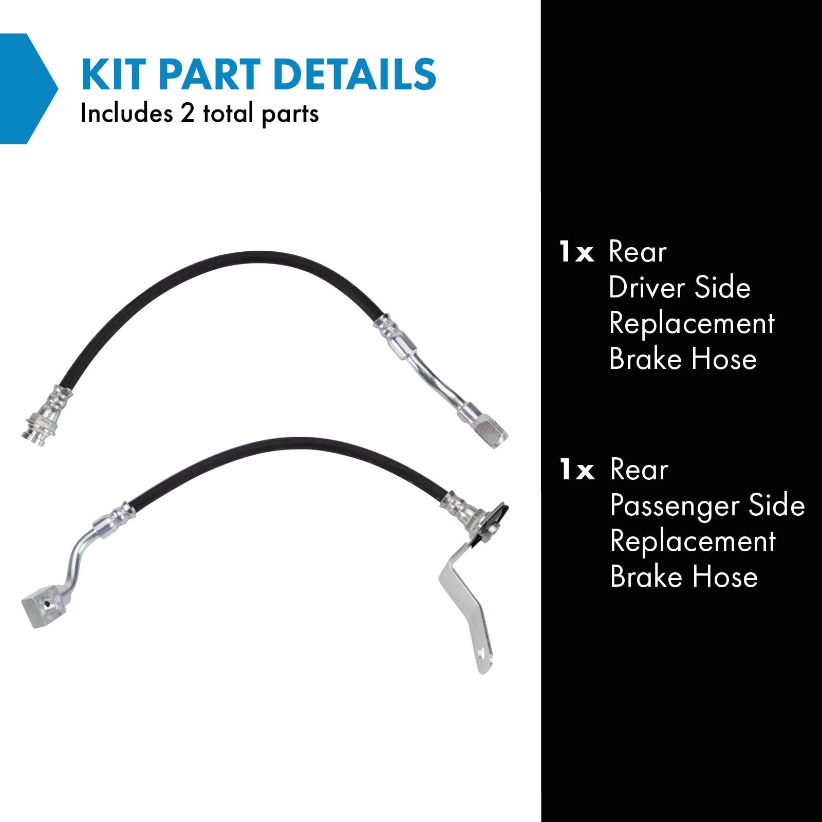 Trq Rear Brake Hose Set Compatible With 2002 Chevrolet Silverado 1500 Gmc Sierra 1500