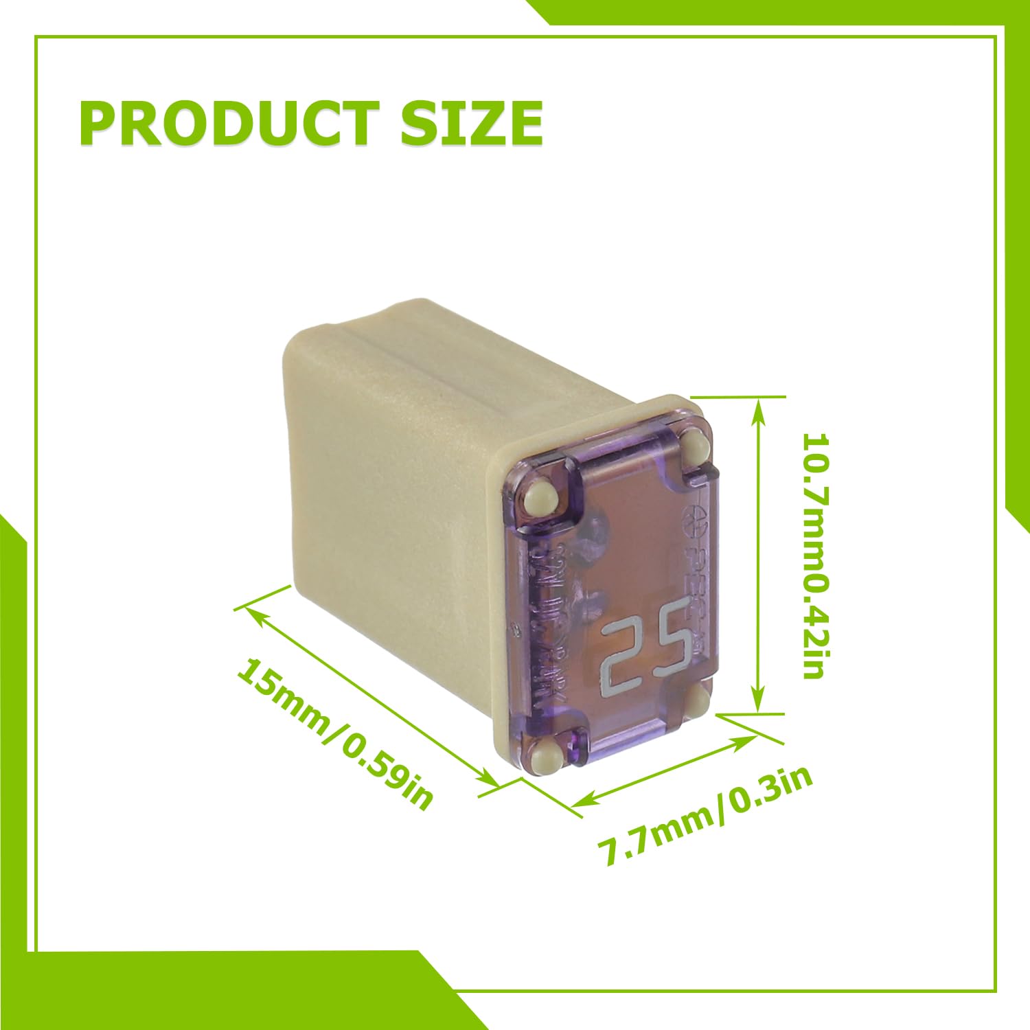 EPLZON 25A 25AMP 32V FMM MCASE 608825 Micro Cartridge Fuses Low-Profile Fuses Kit(Pack of 10pcs)