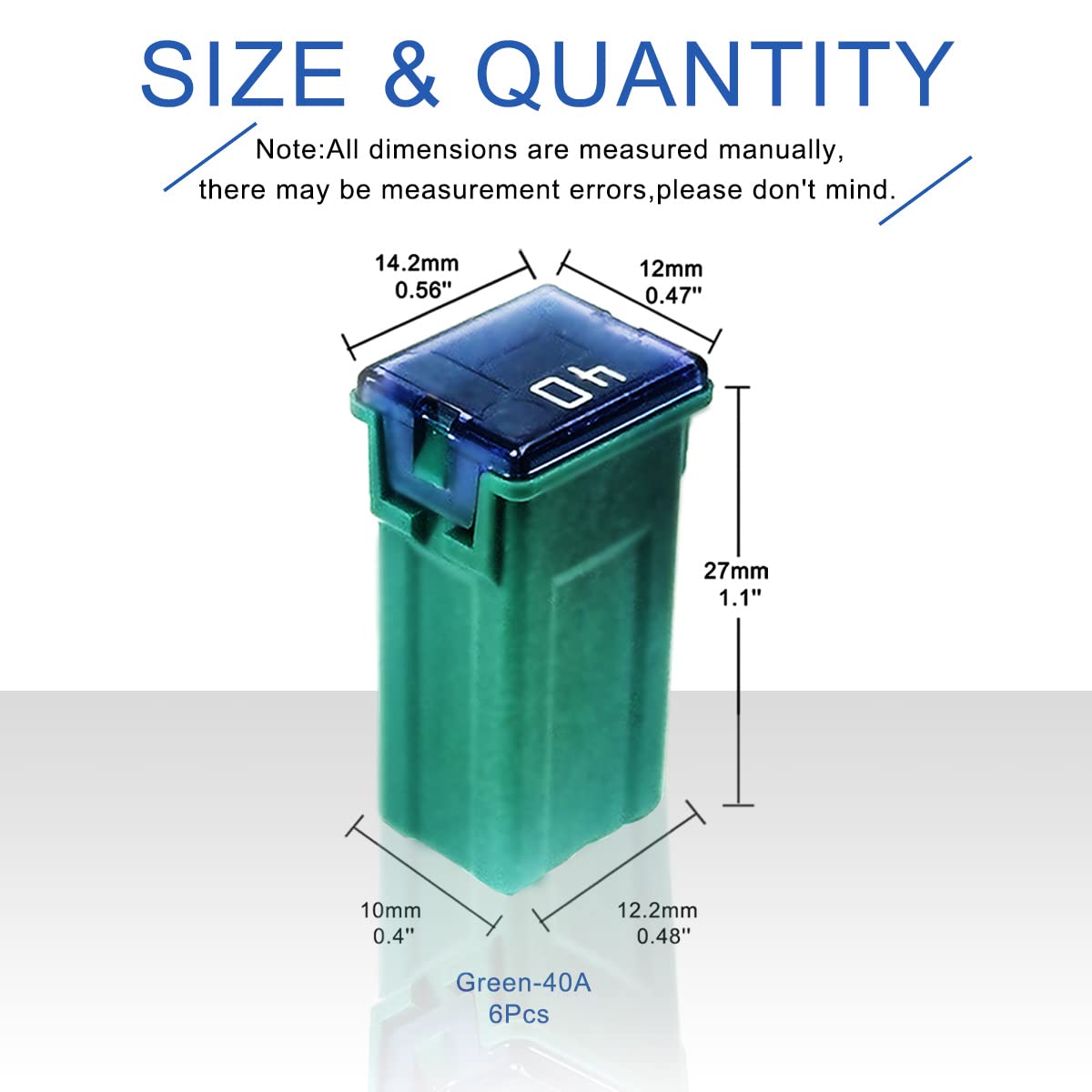 6 Pieces Tall Standard Fuses 40 Amp Jcase Box Shaped Fuse Compatible For Ford Chevy Gm Nissan Toyota Pickup Trucks Cars Suv