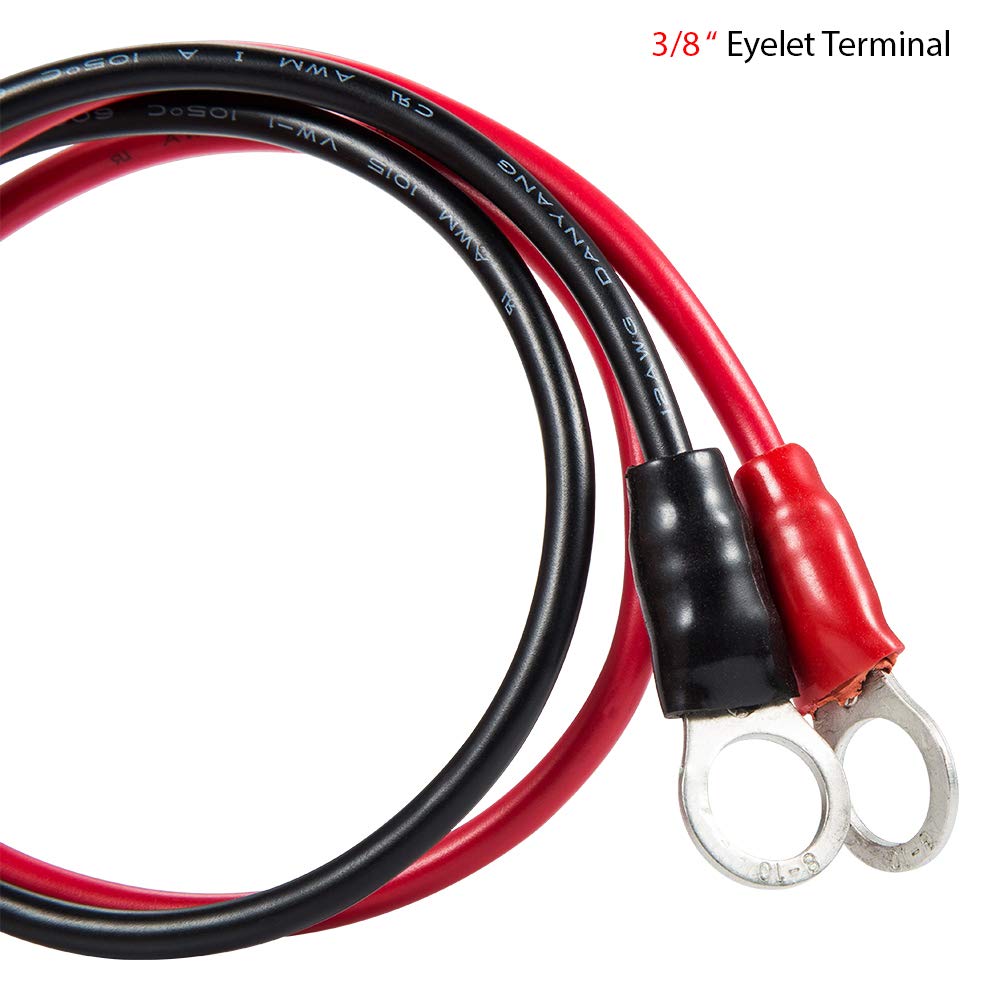 Ycind 3/8'' Eyelet Terminal To Female Cigarette Lighter Socket Battery Boost Cable Heavy Duty 30A Fuse 12V/24V 12Awg Cord 3Ft