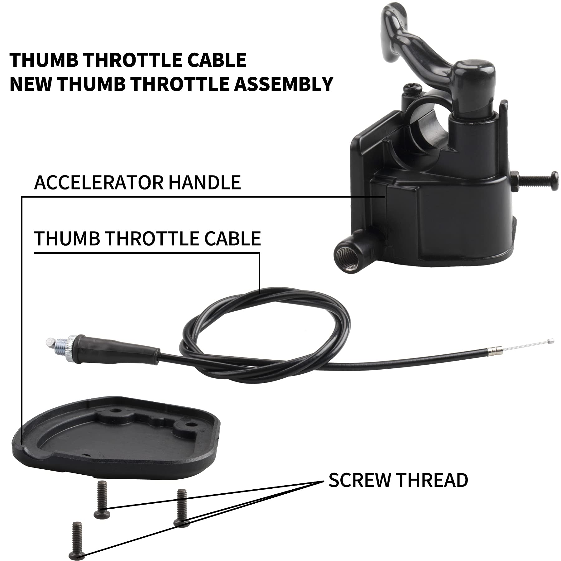 Mrelc New Thumb Throttle Assembly And 1050Mm Throttle Cable Compatible With Yamaha Raptor 350 660 700 Tt03 All Years