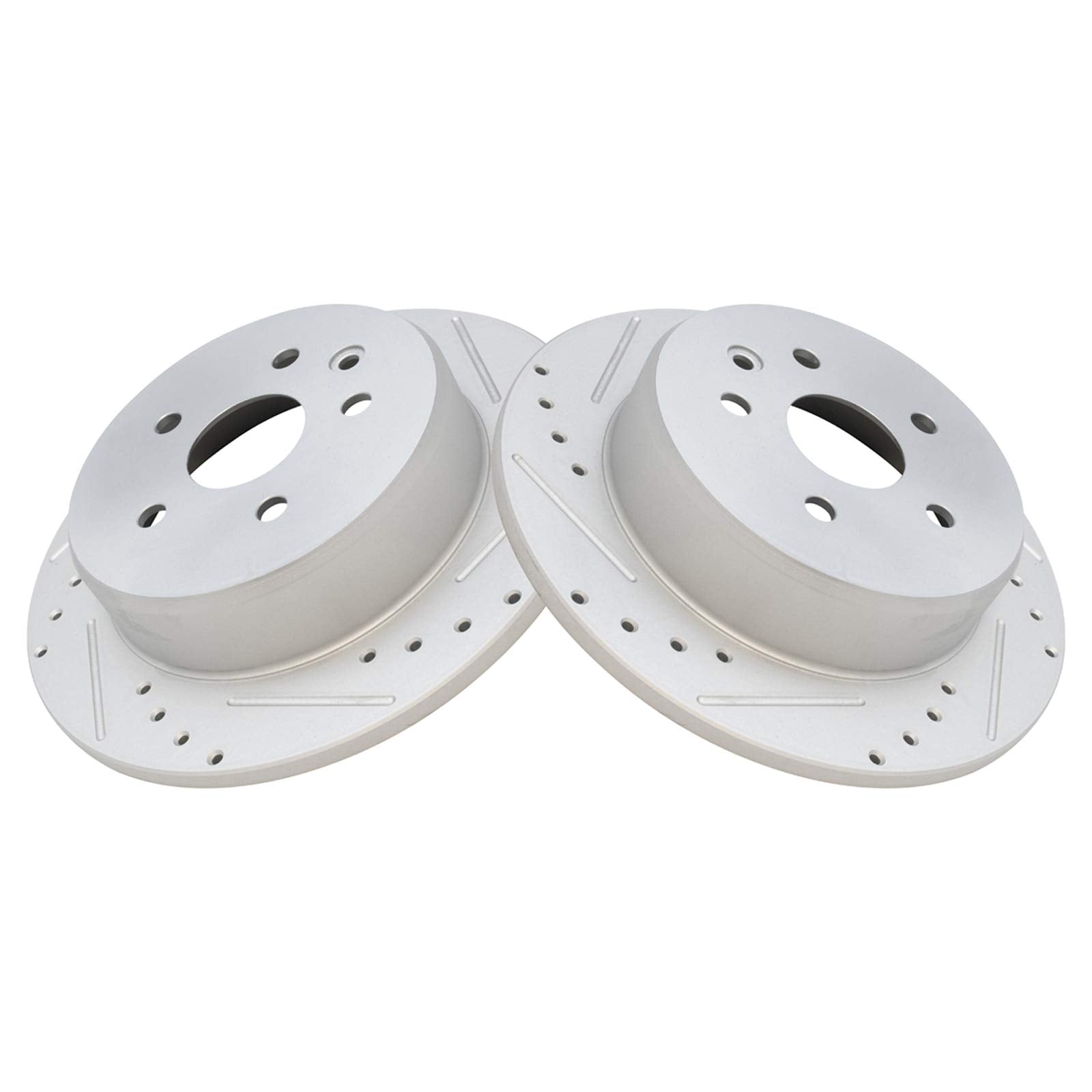 Trq Rear Performance Brake Rotors Set Solid Premium G-Coated Compatible With 1998-2005 Lexus Gs300 1998-2000 Gs400 2001-2005 Gs4