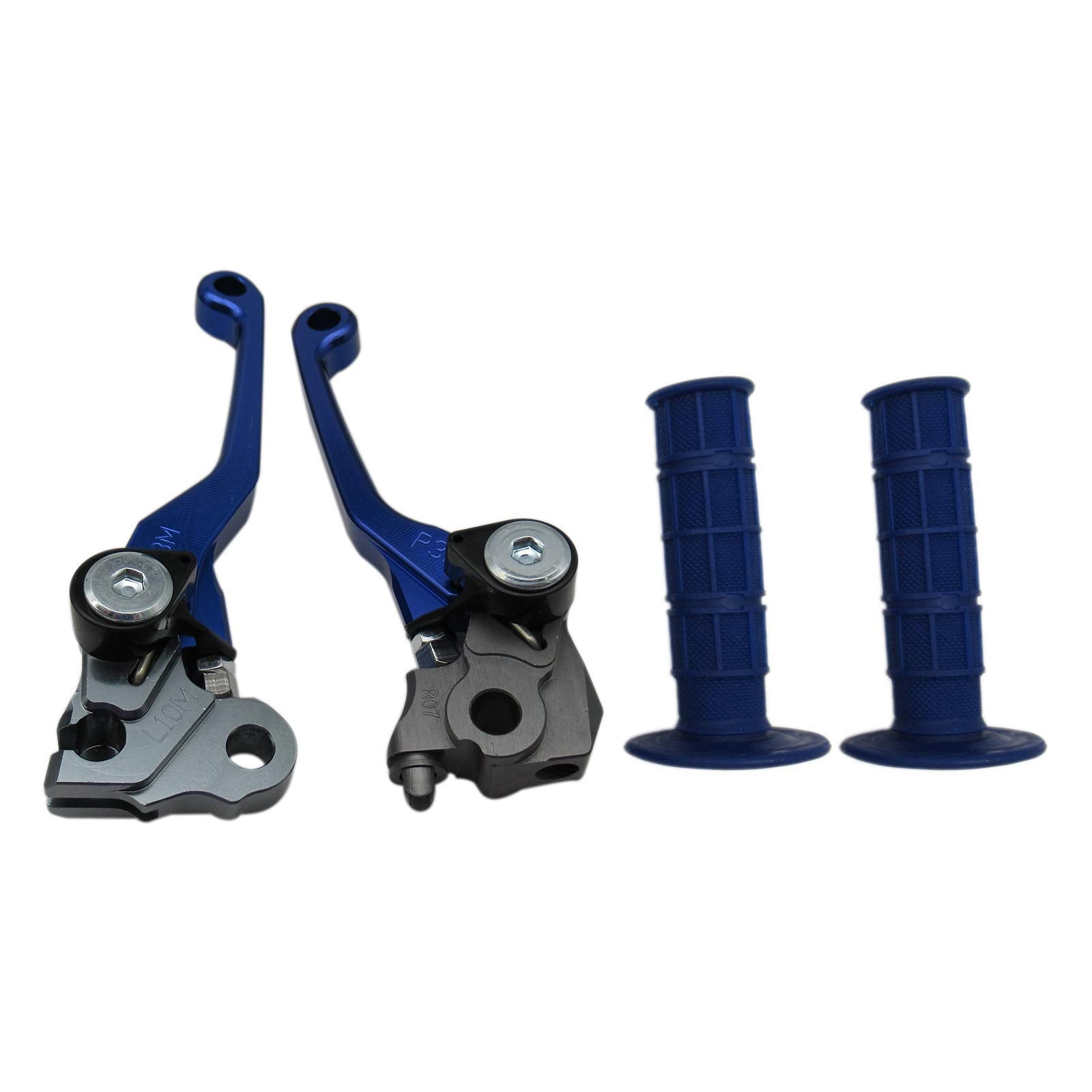 USonline911 Blue CNC Motorcross Dirt Bike Pivot Brake Clutch Levers Set for Yamaha TTR125/LW/E 1993-2015 w/ 7/8'' 22mm Rubber Ha