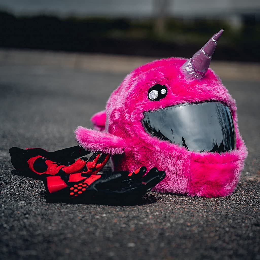 Moto Loot Helmet Cover For Motorcycle Helmet, Fun Rides And Gifts (Cover Only. Helmet Not Included) - Pink Narwhal