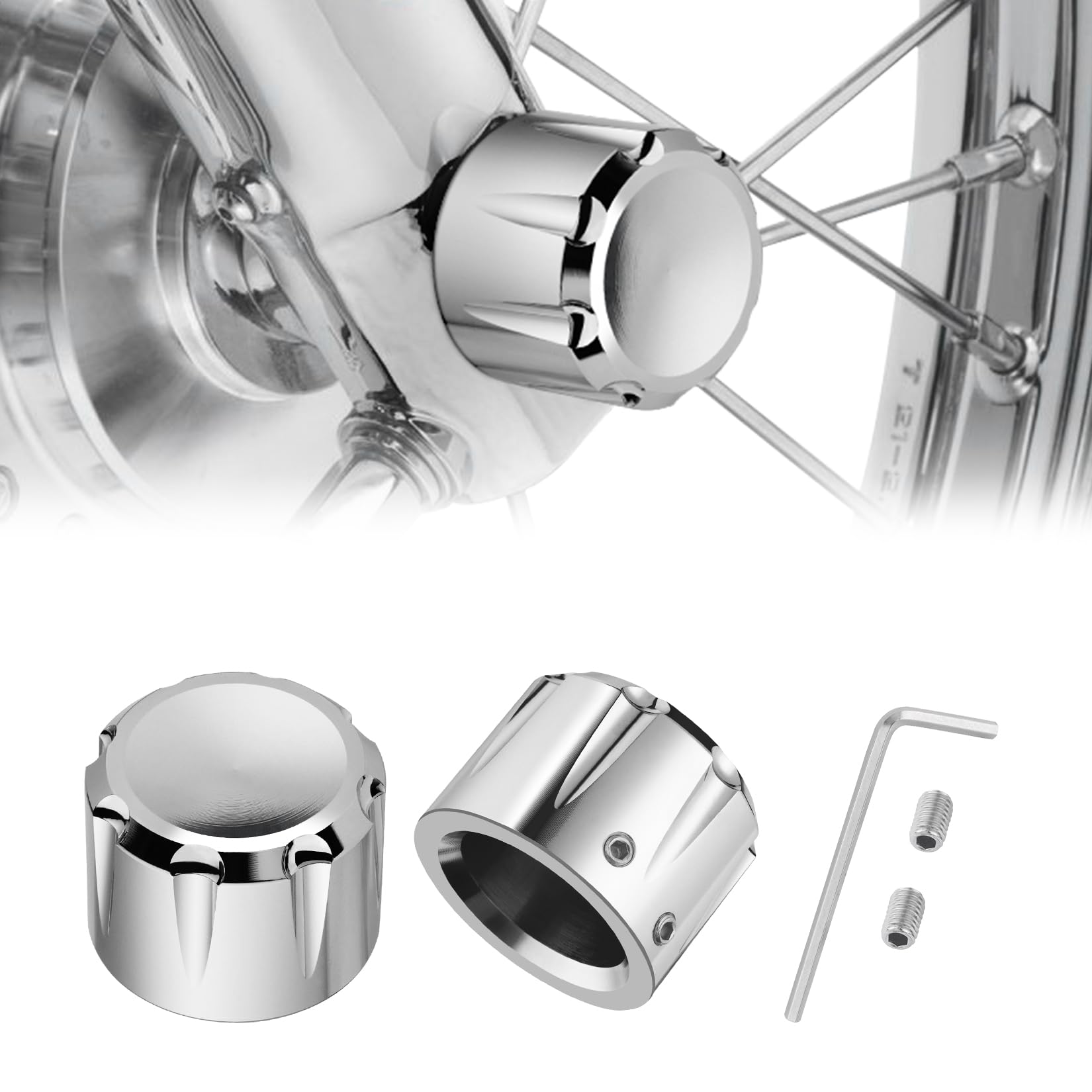 Pbymt Chrome Front Axle Nut Cover Cap Cnc Aluminum Compatible For Harley Davidson Touring Road King Street Glide Electra Glide Softail Sportster Iron 883 Fat Boy 2002-2024