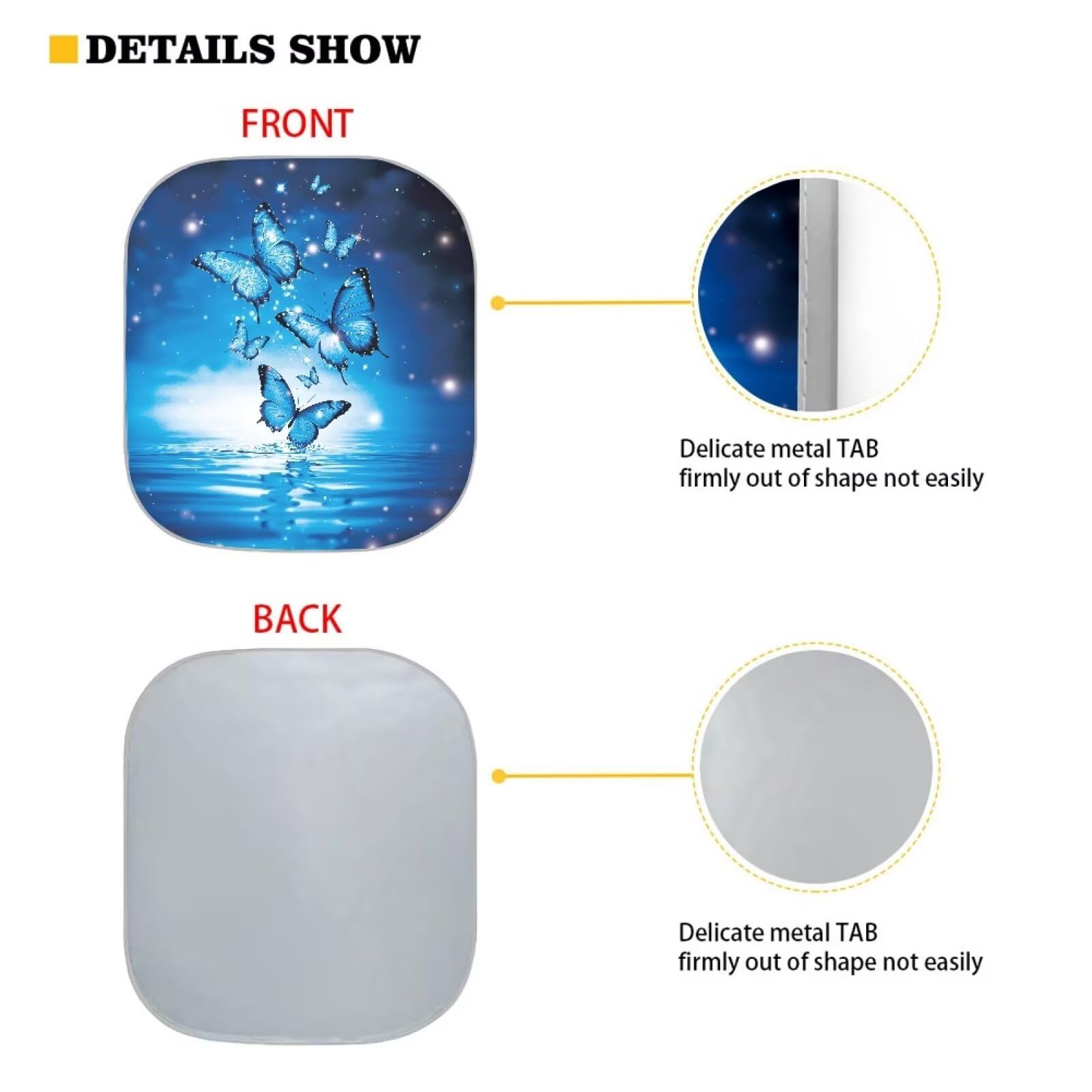 Renewold Windshield Sun Shade 2 Piece Foldable Car Front Window Sunshade For Most Sedans Suv Van Truck Blue Butterflies Fashion