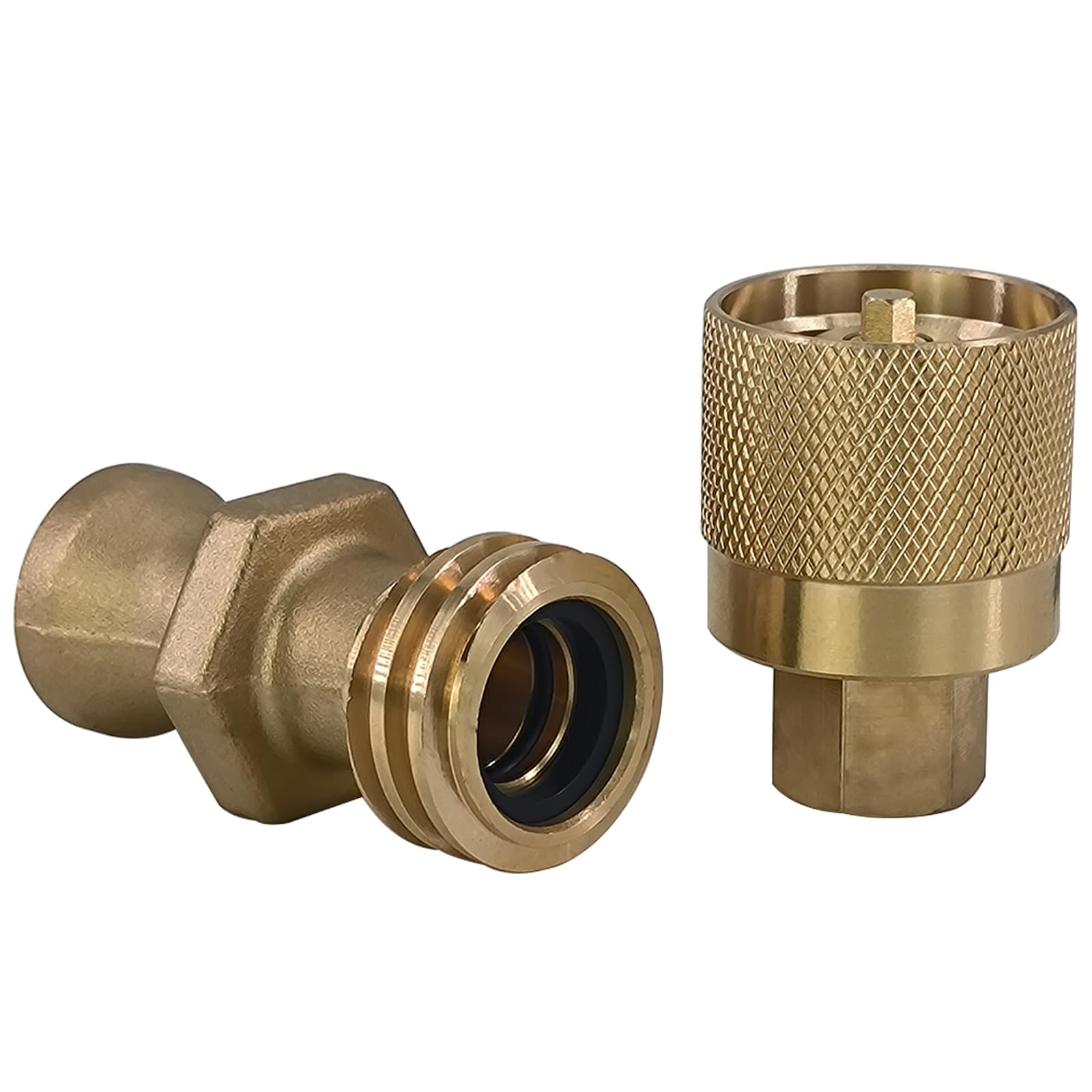 ASTAMOTOR Forklift Propane Tank Connector Fitting Adapter Valve - Brass, Female & Male, Model 552-553, Gold