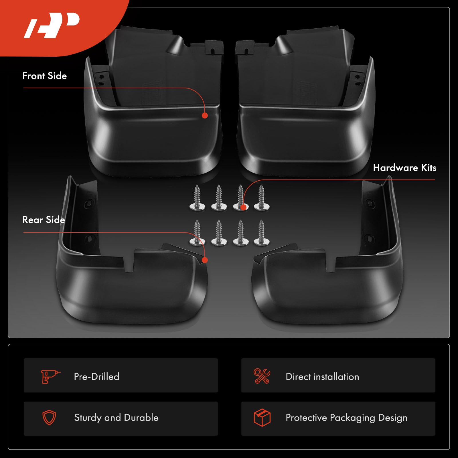 A-Premium Set Of 4Pcs Mud Flaps Splash Guards Mudguards Mudflaps With Hardware Kits Accessory Compatible With Honda Civic, 2006-
