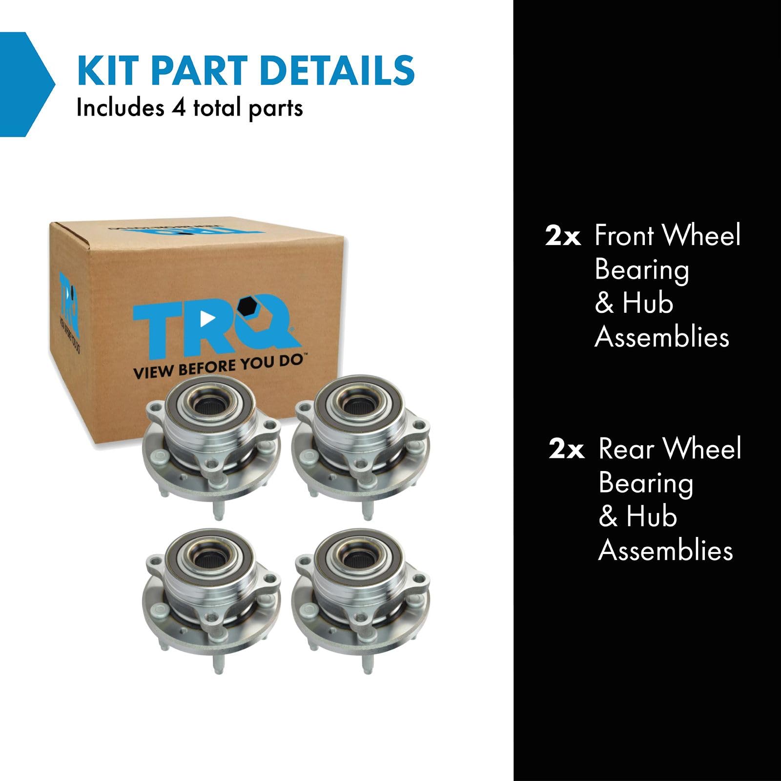 Trq Wheel Hub Bearings Assembly Set Compatible With 2009-2019 Ford Flex 2010-2019 Taurus 2009-2016 Lincoln Mks Mkt