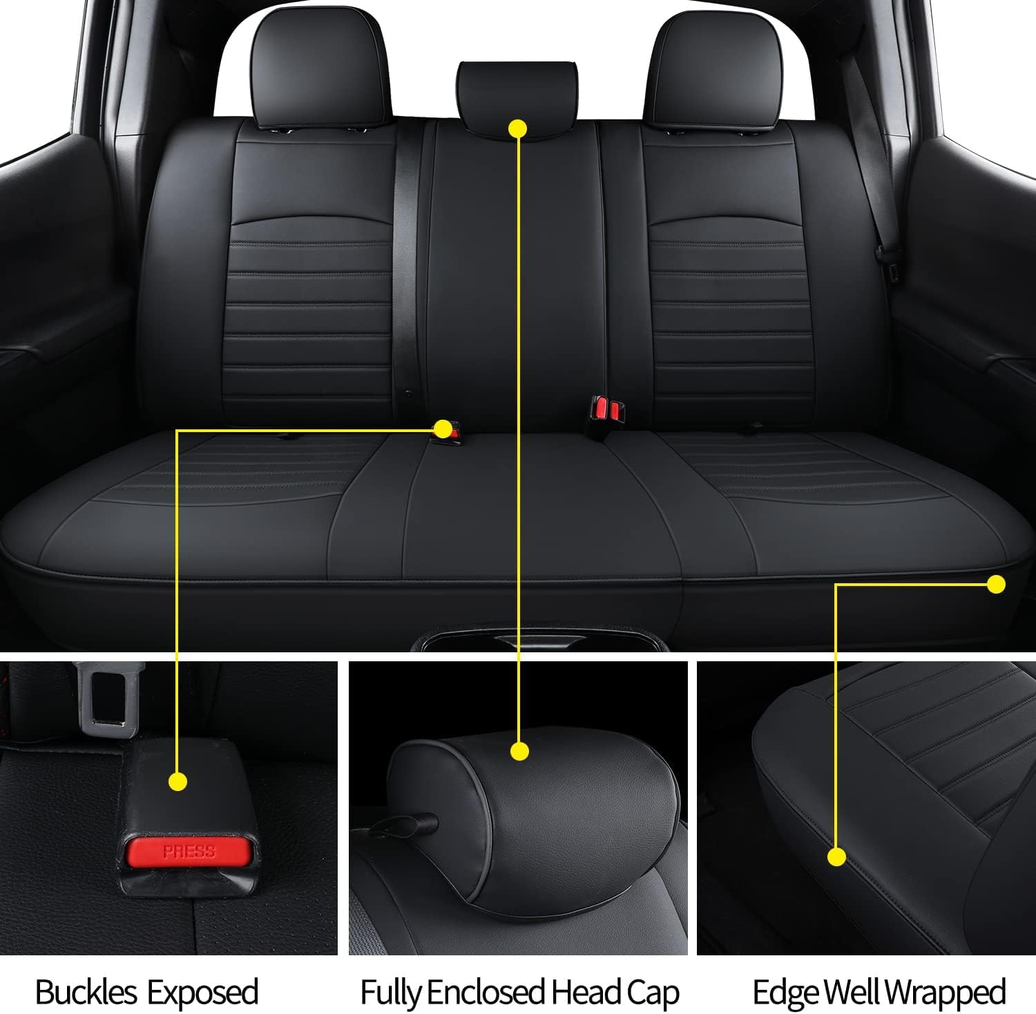 Luckyman Club S08-Qe Tacoma Seat Covers, Fit For 2005-2023 Tacoma Crew Cab/Double Cab Sr Sr5 Trd Sport Trd Off-Road Prerunner Wi