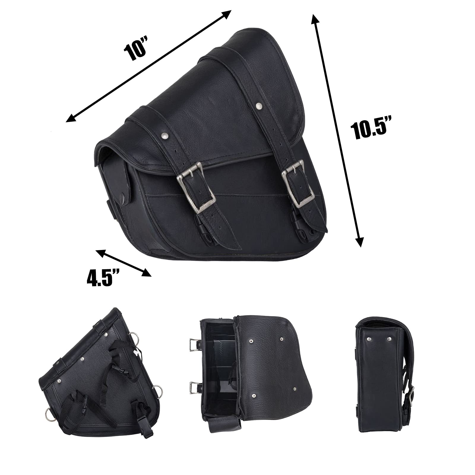 GARGOYLE BELLS Motorcycle Saddle Bags Leather Solo Swing Arm Bag For Softails and Choppers Motorcycle Luggage Bags Left Side Bag