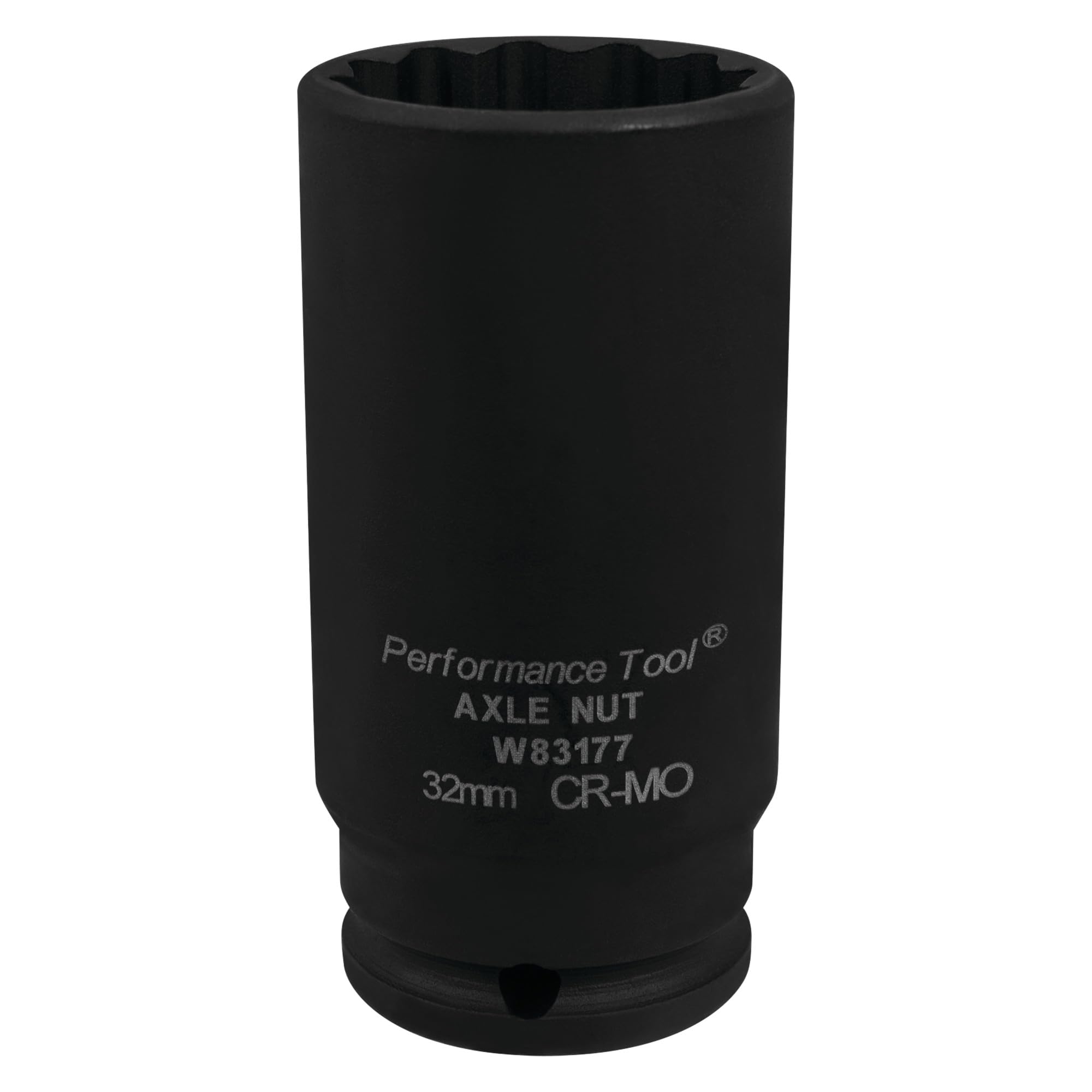 Performance Tool W83177 32MM Chrome Moly Axle Nut Socket for 6pt and 12pt Axle Nuts, Extra Deep Broach for Clearance, Designed f