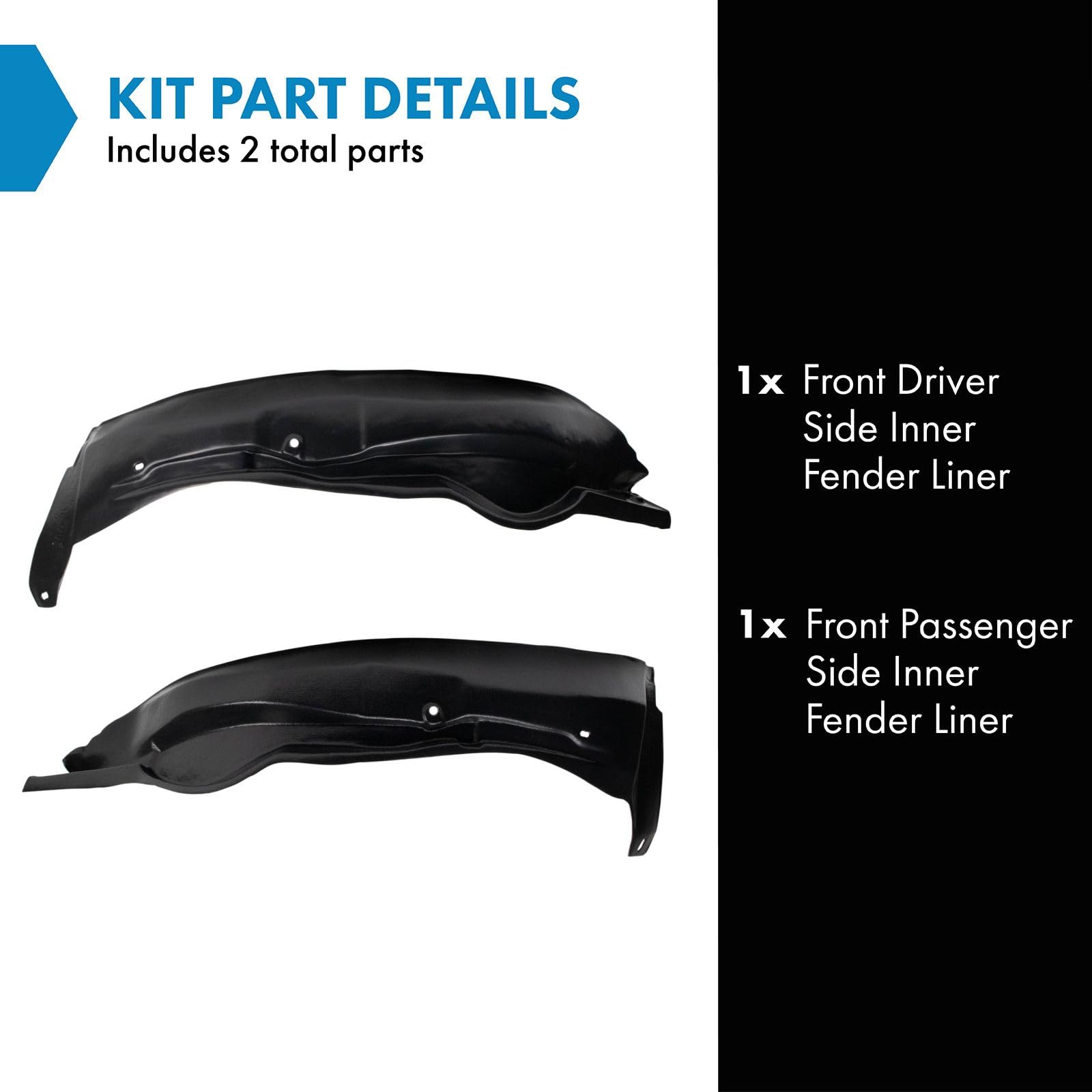 Trq Front Inner Fender Liner Set Compatible With 2000-2005 Buick Lesabre Gm1248128 Gm1249128