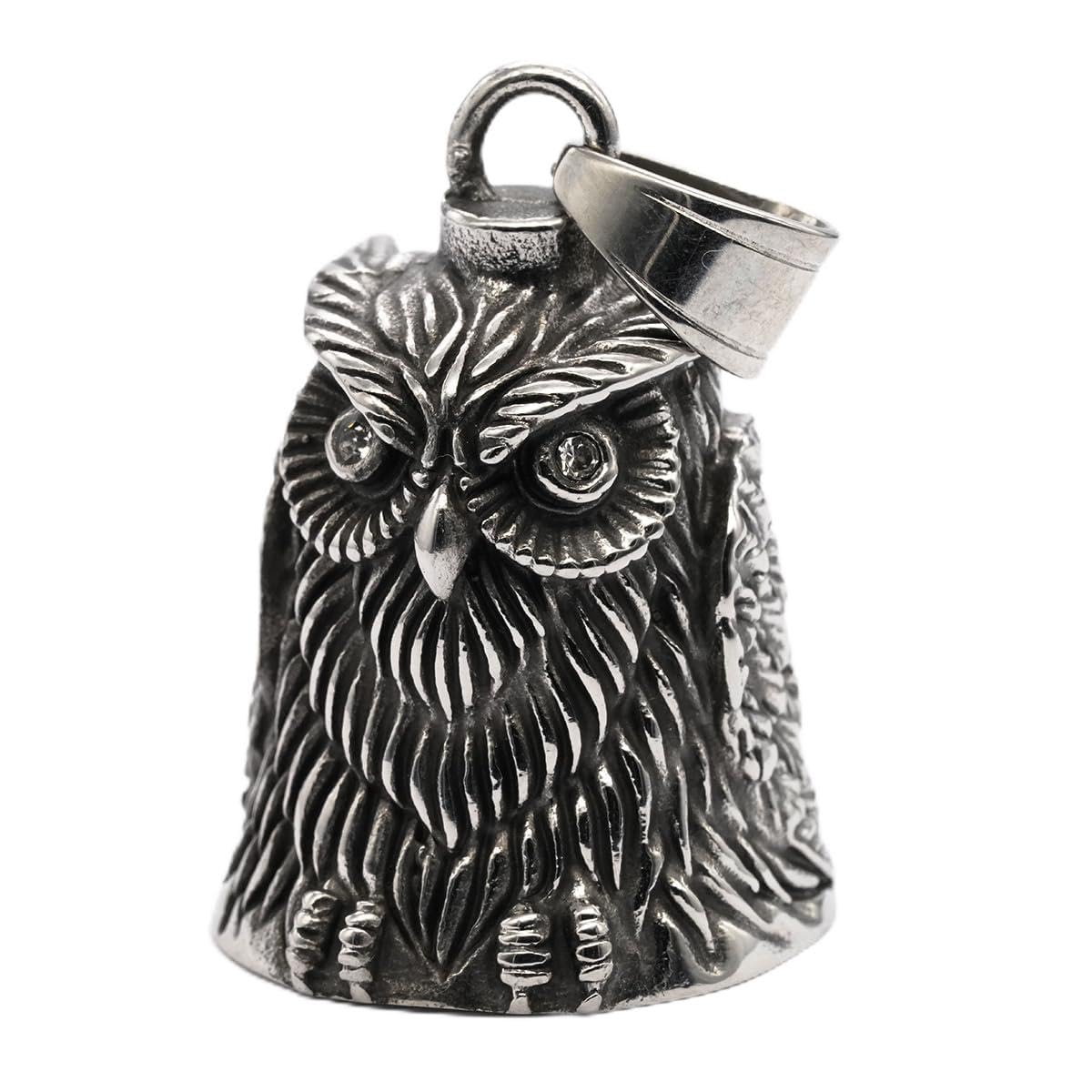 MOYOZZ Vintage Punk Moon Forest Animal Lucky Bird Owl Guardian Motorcycle Bell with Hanger for Biker,Good Luck Keychain & Motorc