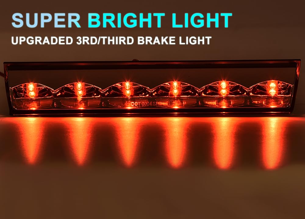 Cheda Third 3D Brake Lights, Compatible With Red Lens Clear Housing, Chrome Lens Clear Housing Led Bar Tail Cargo Lamp, At-Led-3