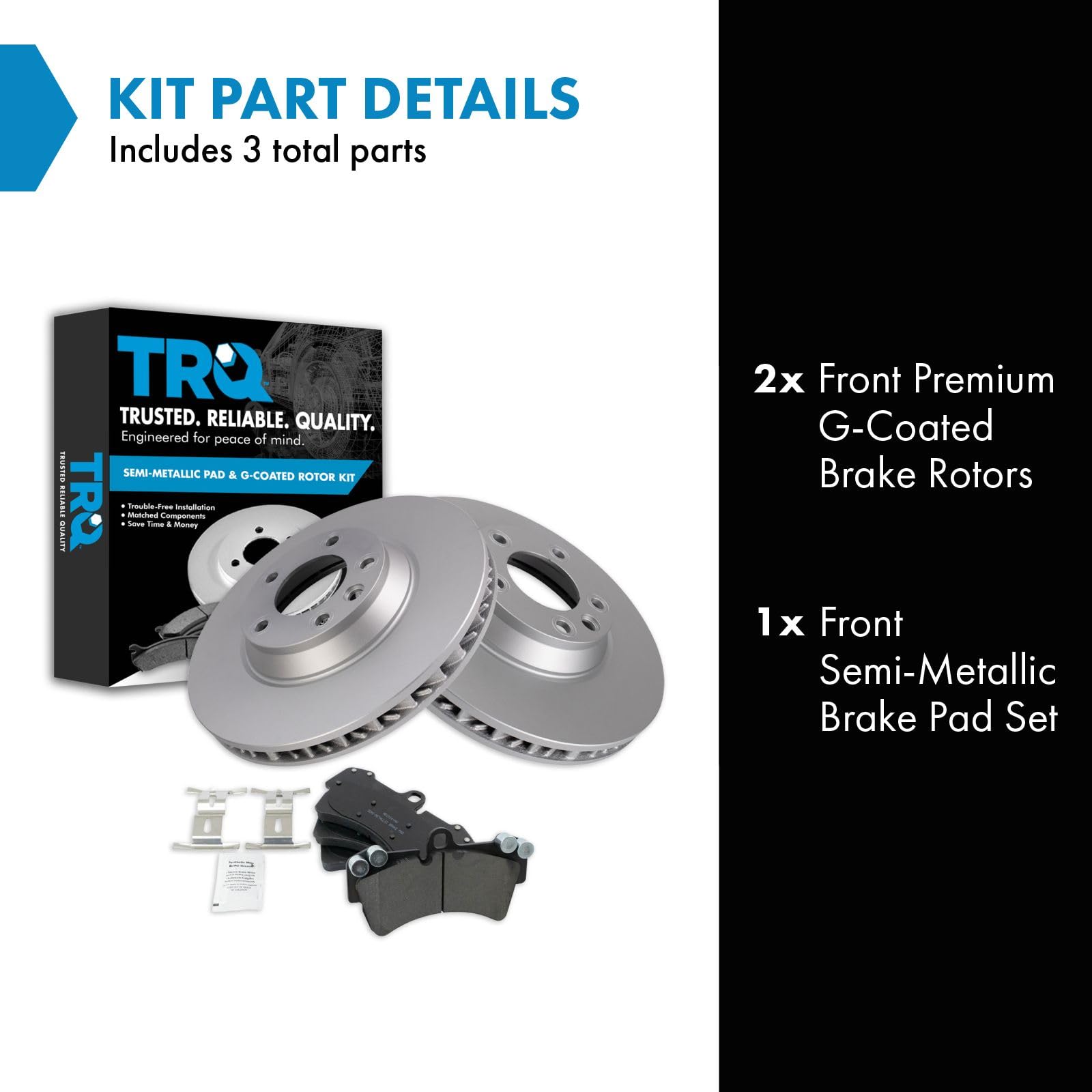 Trq Front Brake Pad & Rotor Kit Brake Pads Brake Rotor Semi-Metallic Premium G-Coated Compatible With 2007-2015 Audi Q7 2003-201