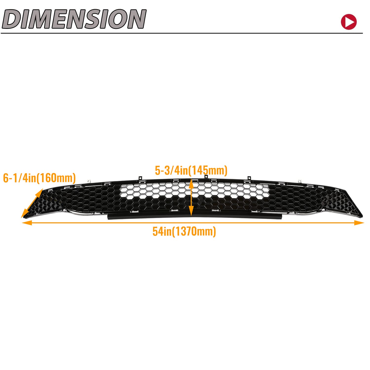 HECASA Front Lower Grille Compatible with 2018-2021 Ford Mustang 2-Door Bumper Lower Grill Hood Black Honeycomb Style