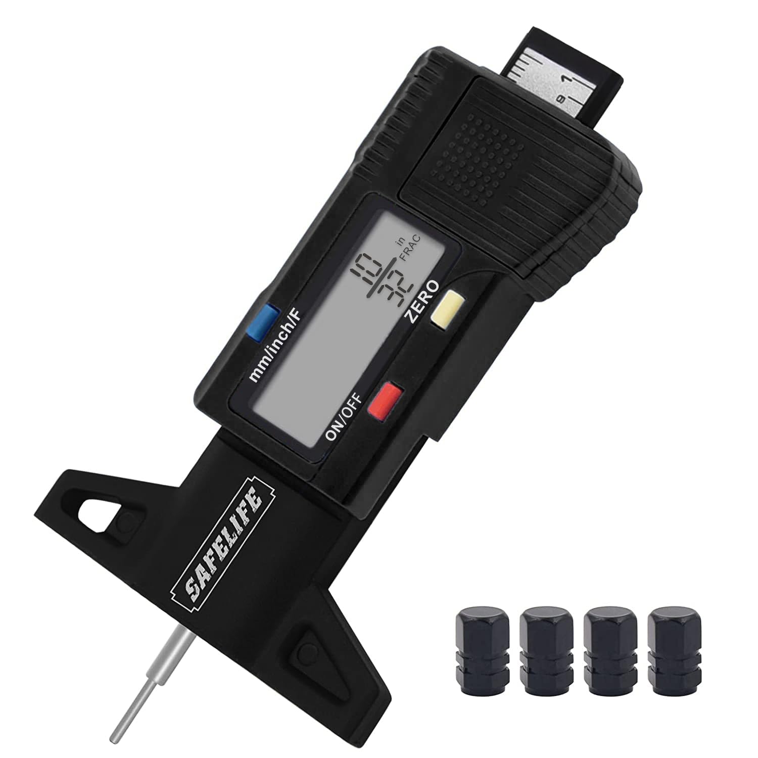 Safelife Digital Tire Tread Depth Gauge, 3 Modes-Fractional Inch, Decimal Inch And Millimeter, Zeroable Tire Tread Depth Gauge F