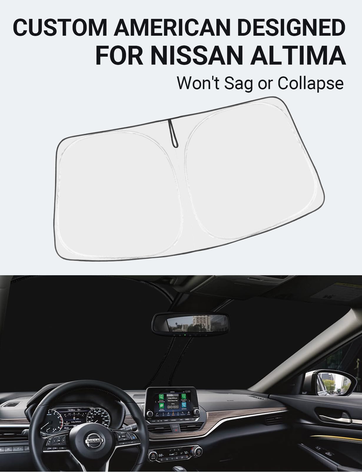 Proadsy Front Windshield Sunshade Foldable Shade Sun Visor Protector Custom Fit 2019-2024 2025 Nissan Altima Sedan Accessories 2025 Upgrade
