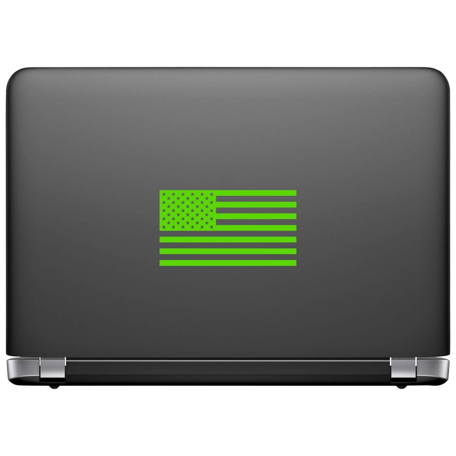 American Us Flag [Pick Color/Size] Vinyl Decal Sticker For Laptop/Car/Truck/Window/Bumper (18In X 10In, Matte Lime Green)