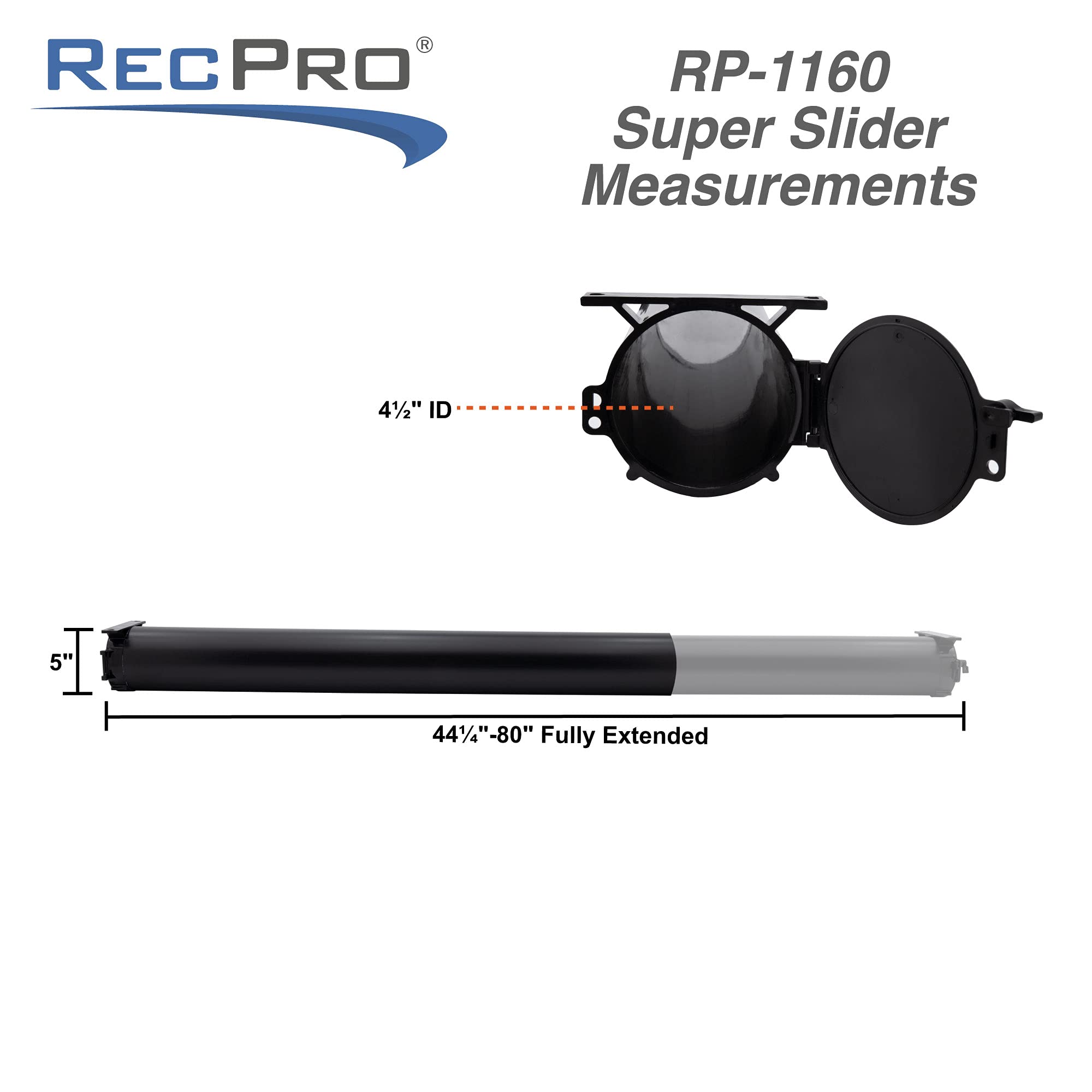 Recpro Rv Extendable Waste Hose Carrier Super Slider Storage Tube (43'' - Extends To 80'')